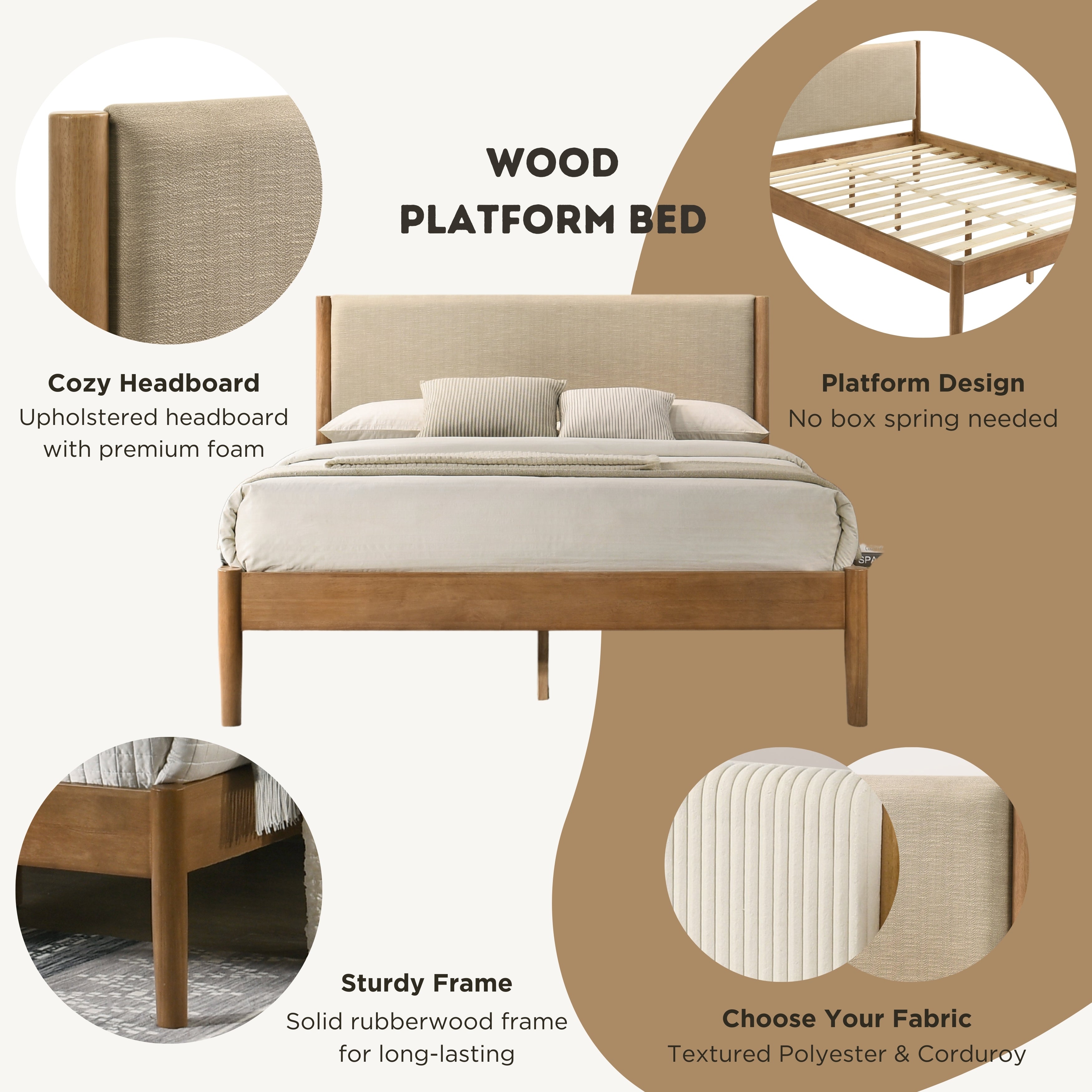 Vichy 4-Piece Rubberwood Queen Bedroom Set