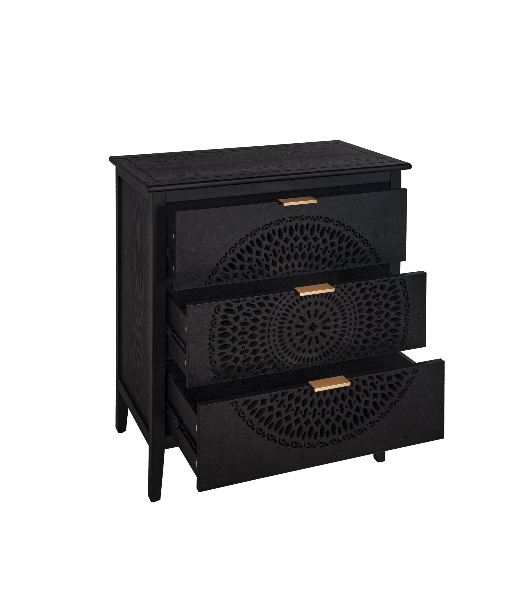 Abundanz 3 - Drawer Dresser with Hollow Pattern and Metal Handle - Dressers