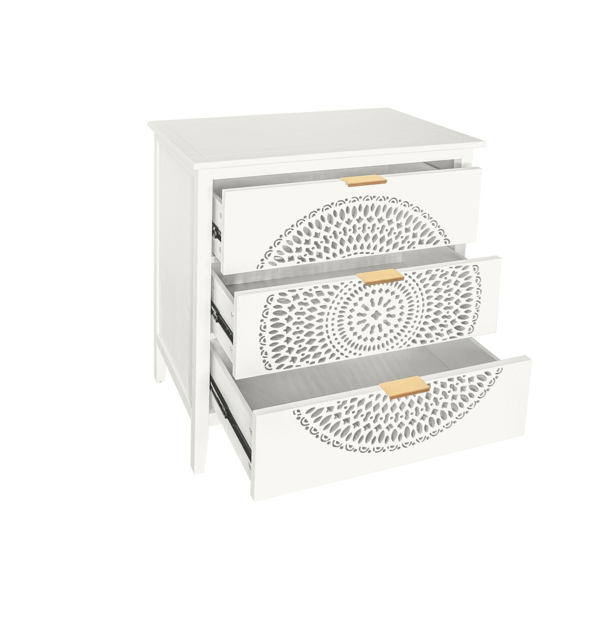 Abundanz 3 - Drawer Dresser with Hollow Pattern and Metal Handle - Dressers