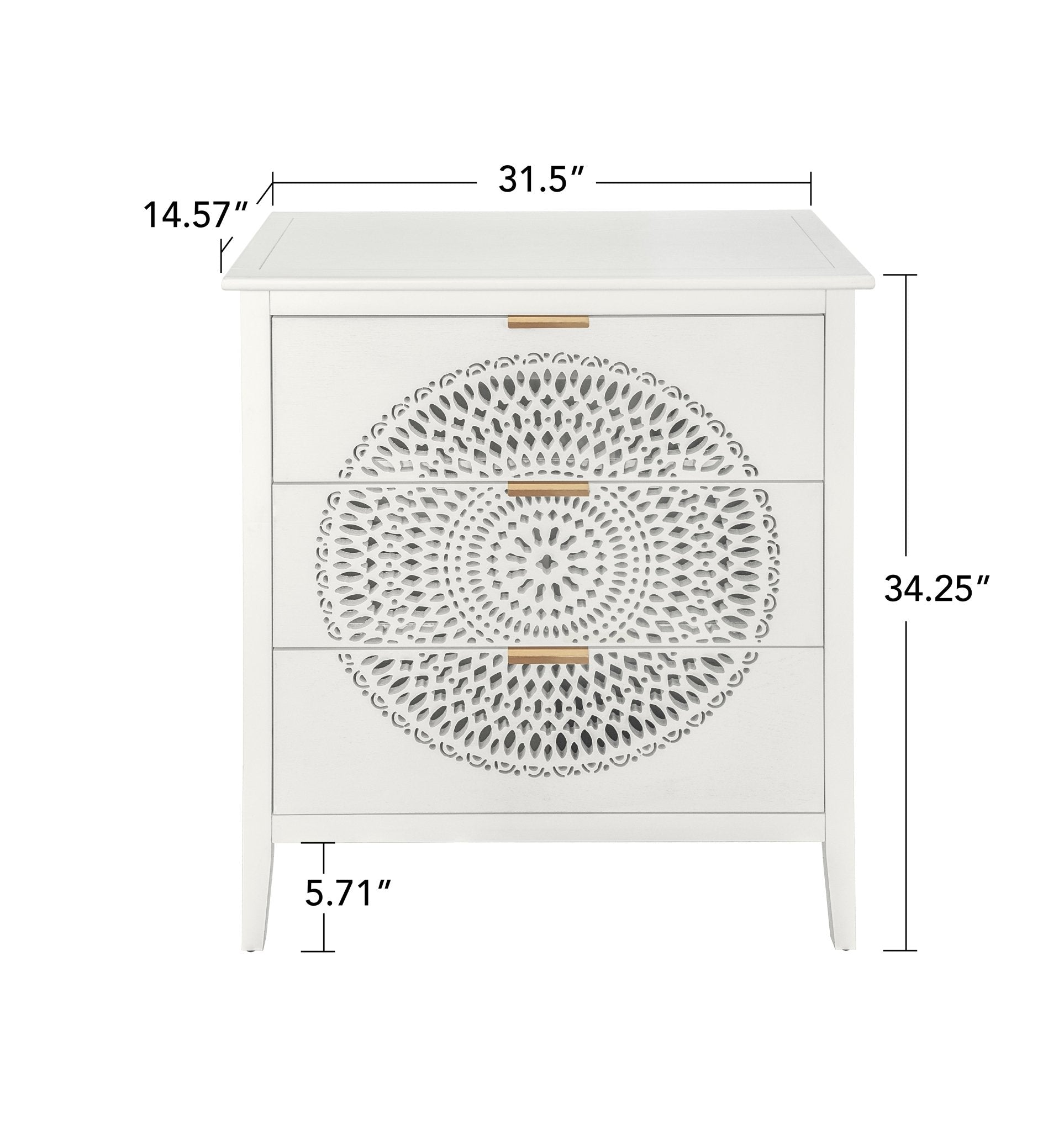 Abundanz 3 - Drawer Dresser with Hollow Pattern and Metal Handle - Dressers
