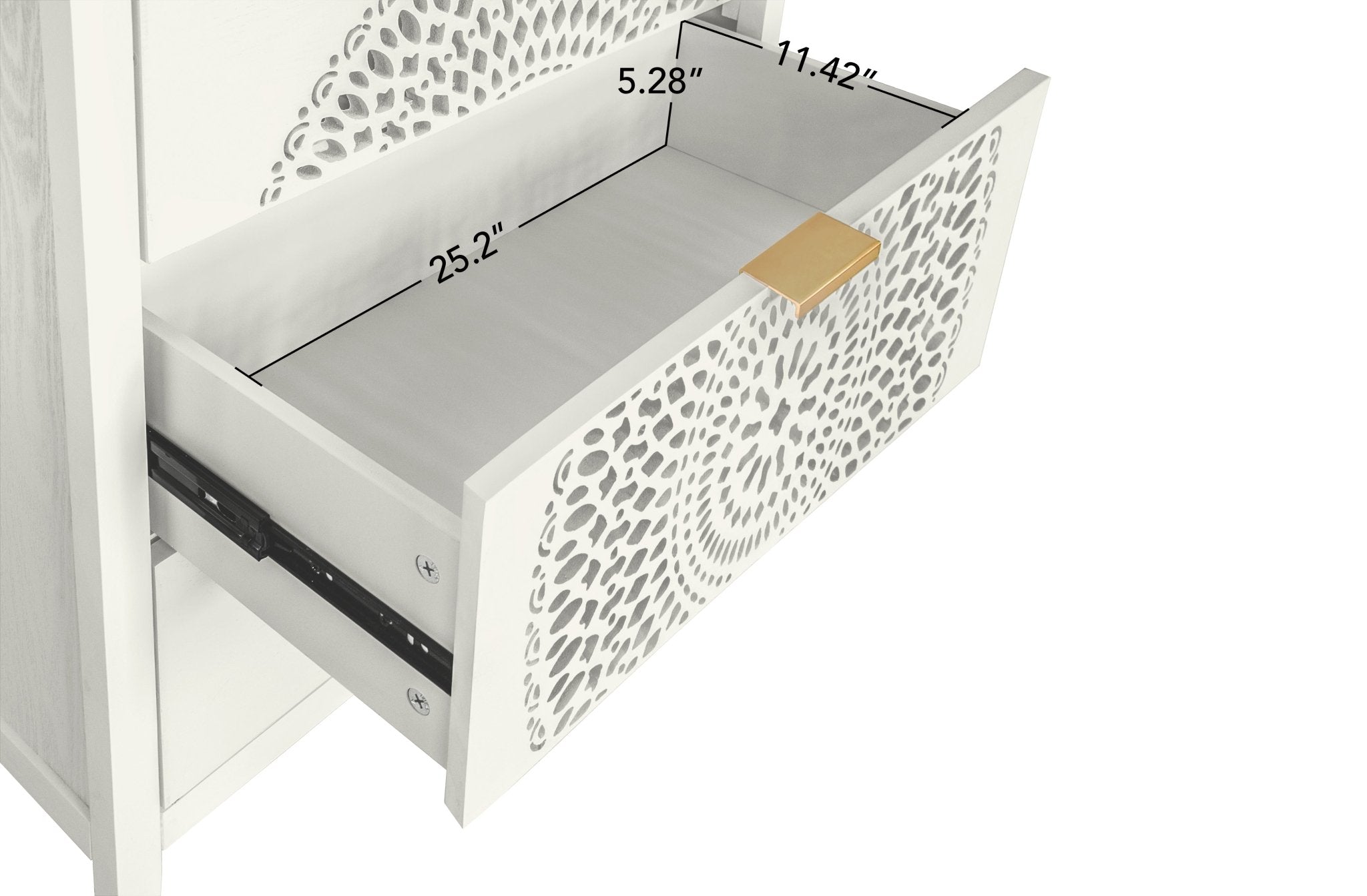 Abundanz 3 - Drawer Dresser with Hollow Pattern and Metal Handle - Dressers