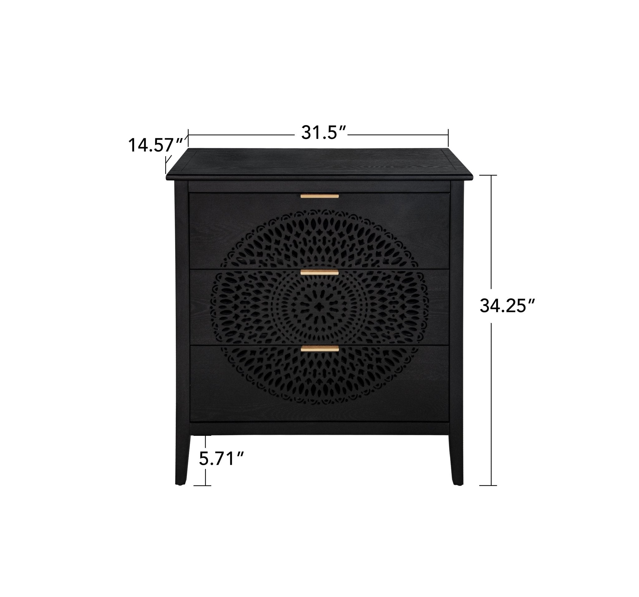 Abundanz 3 - Drawer Dresser with Hollow Pattern and Metal Handle - Dressers
