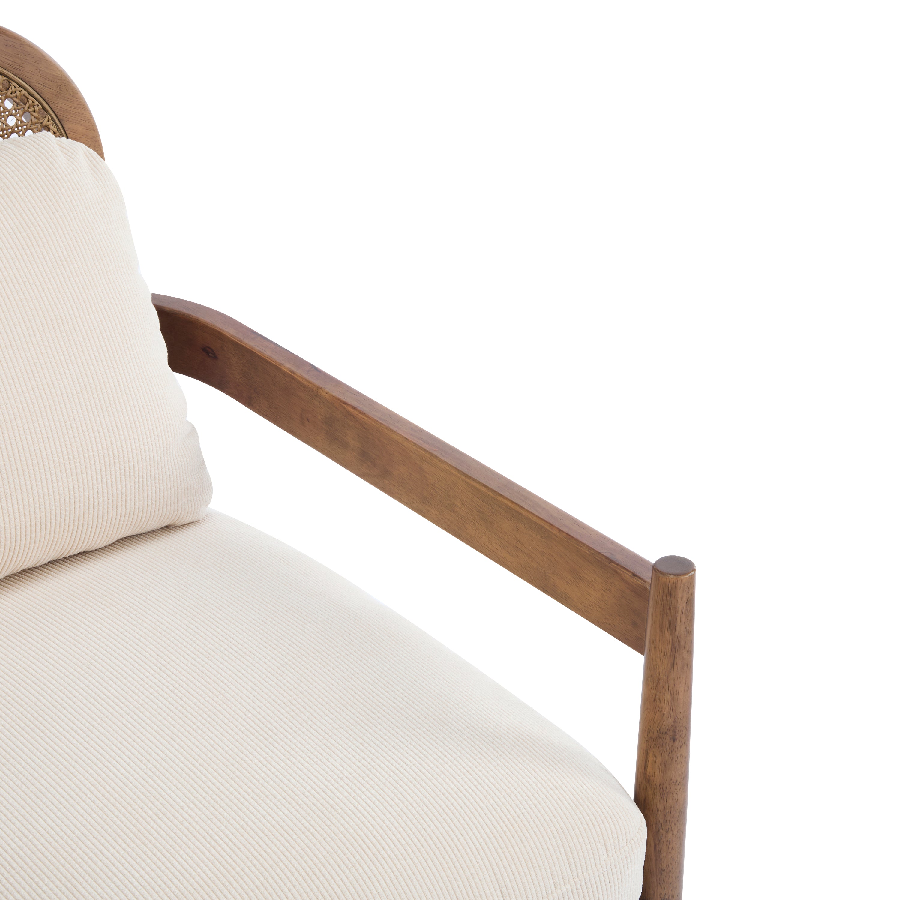 Elliston Solid Wood and Rattan Accent Chair with Cushions, Set of 2