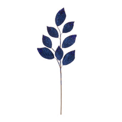 Navy Magnolia Leaf Spray with Bead Accent (Set of 6)