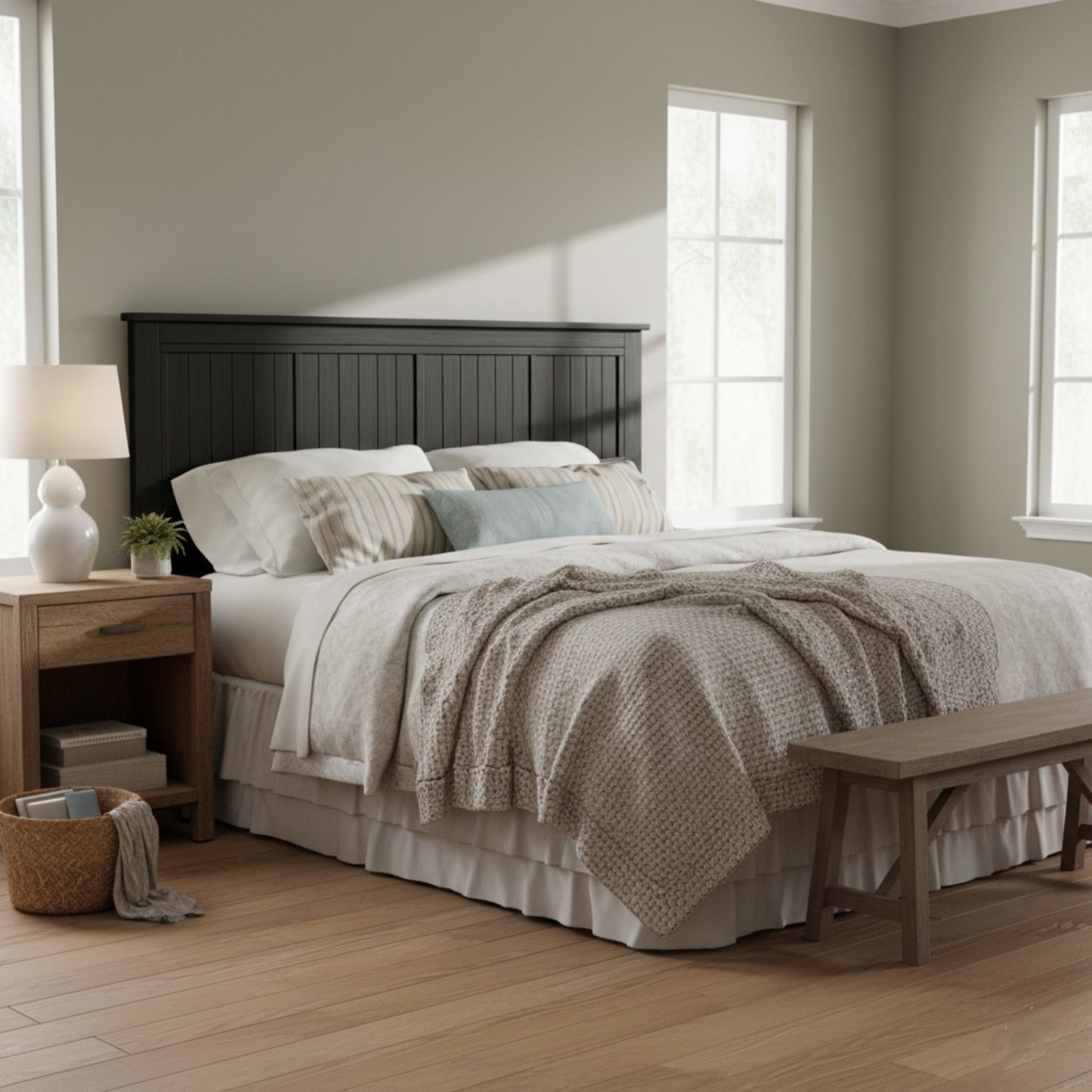 Wilton Window Pane Wood Panel Headboard