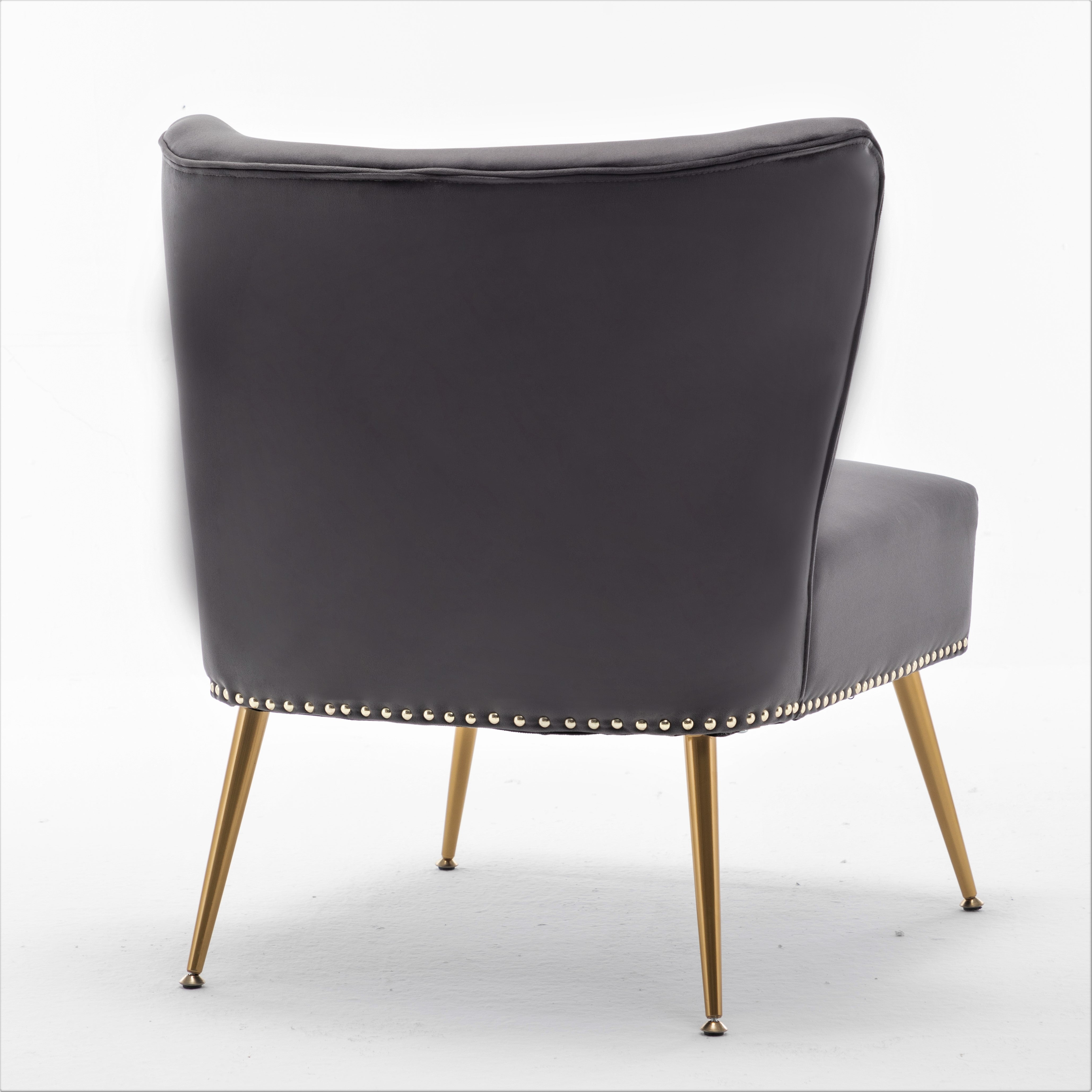 Printed Cloth Accent Chair, Armless Slipper Chair with Metal Legs, Modern Upholstered Side Chair for Living Room Bedroom Small Spaces