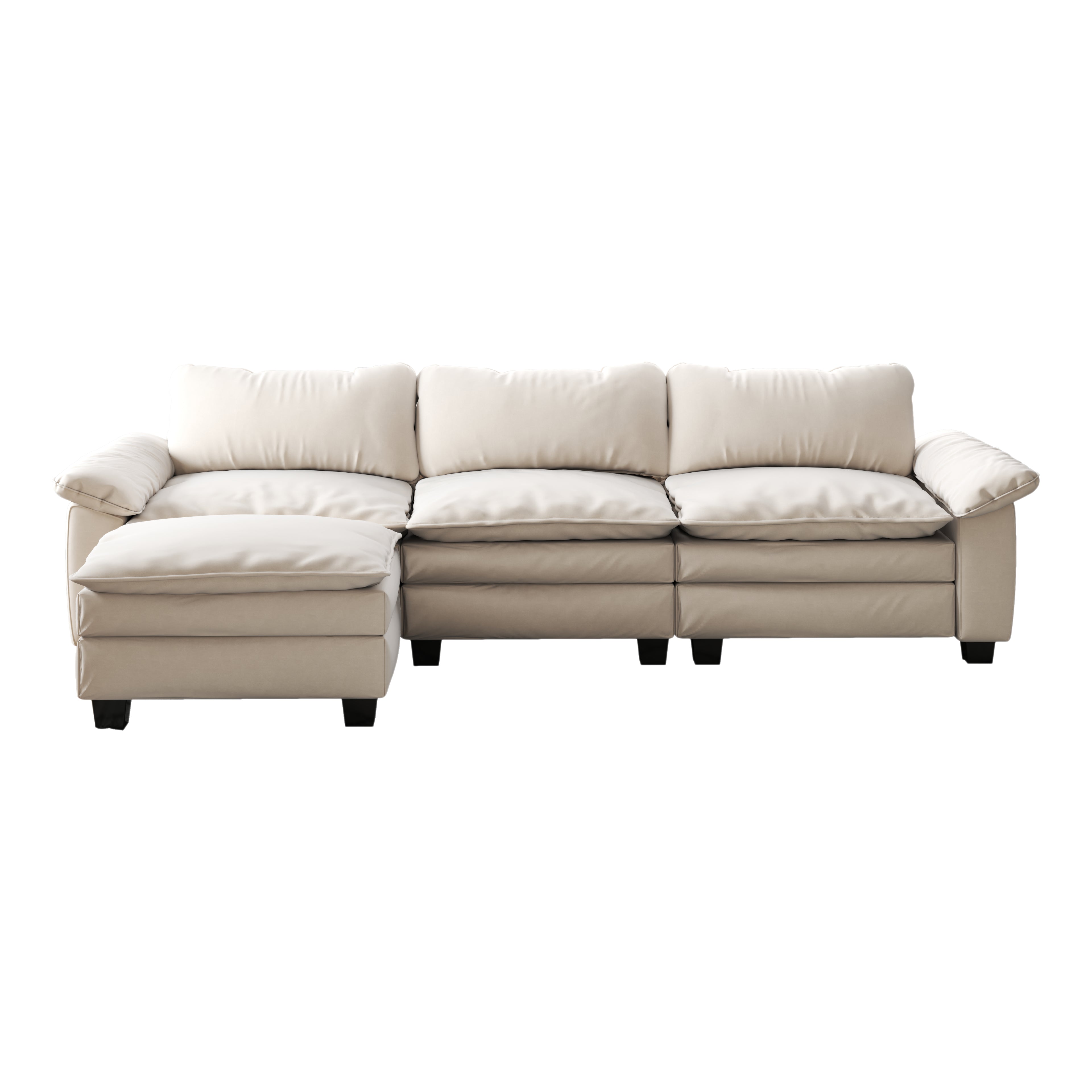 Luxury Soft Velevt Sectional Sofa with Ottoman