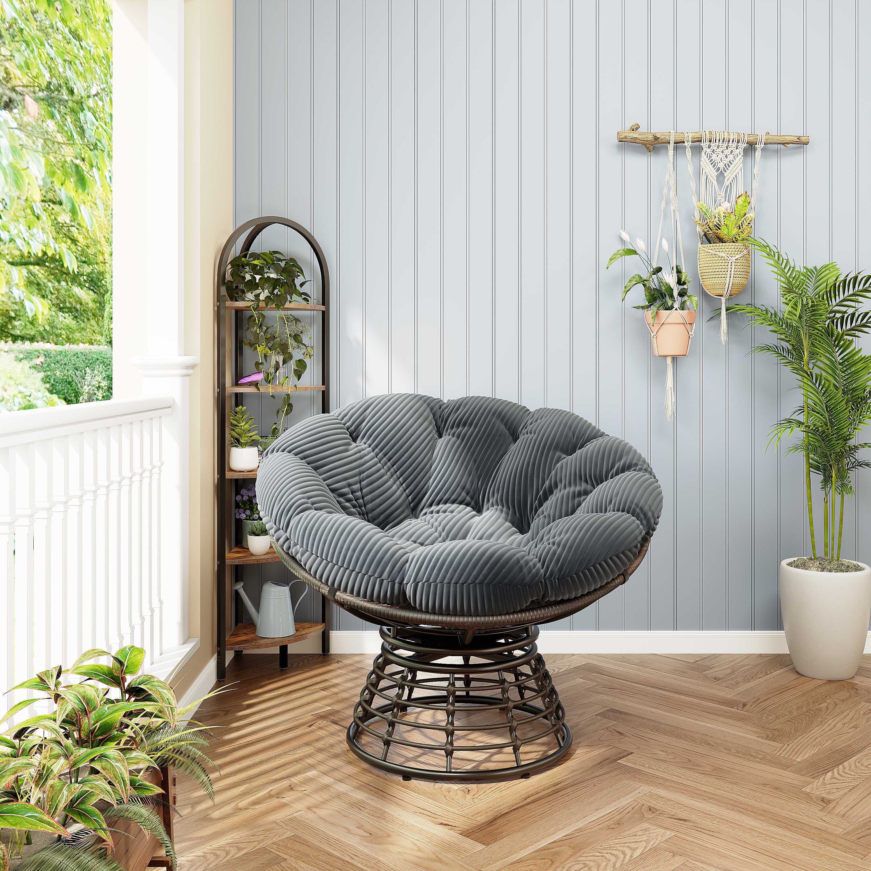 The Original Papasan™ 360° Swivel Indoor Outdoor Wicker Papasan Chair with Soft Thick Cushion