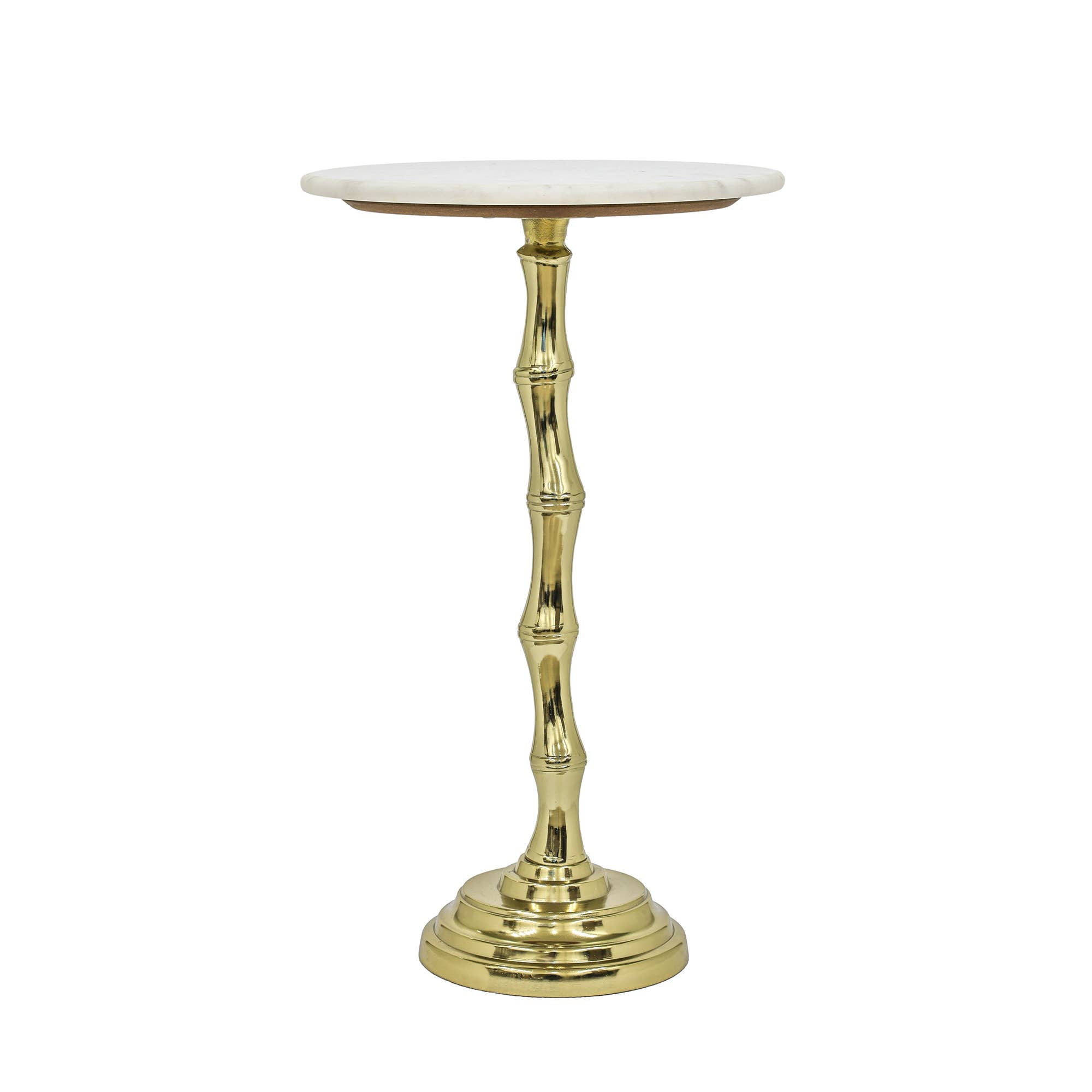 Bamboo Pattern Side Table with White Marble Top