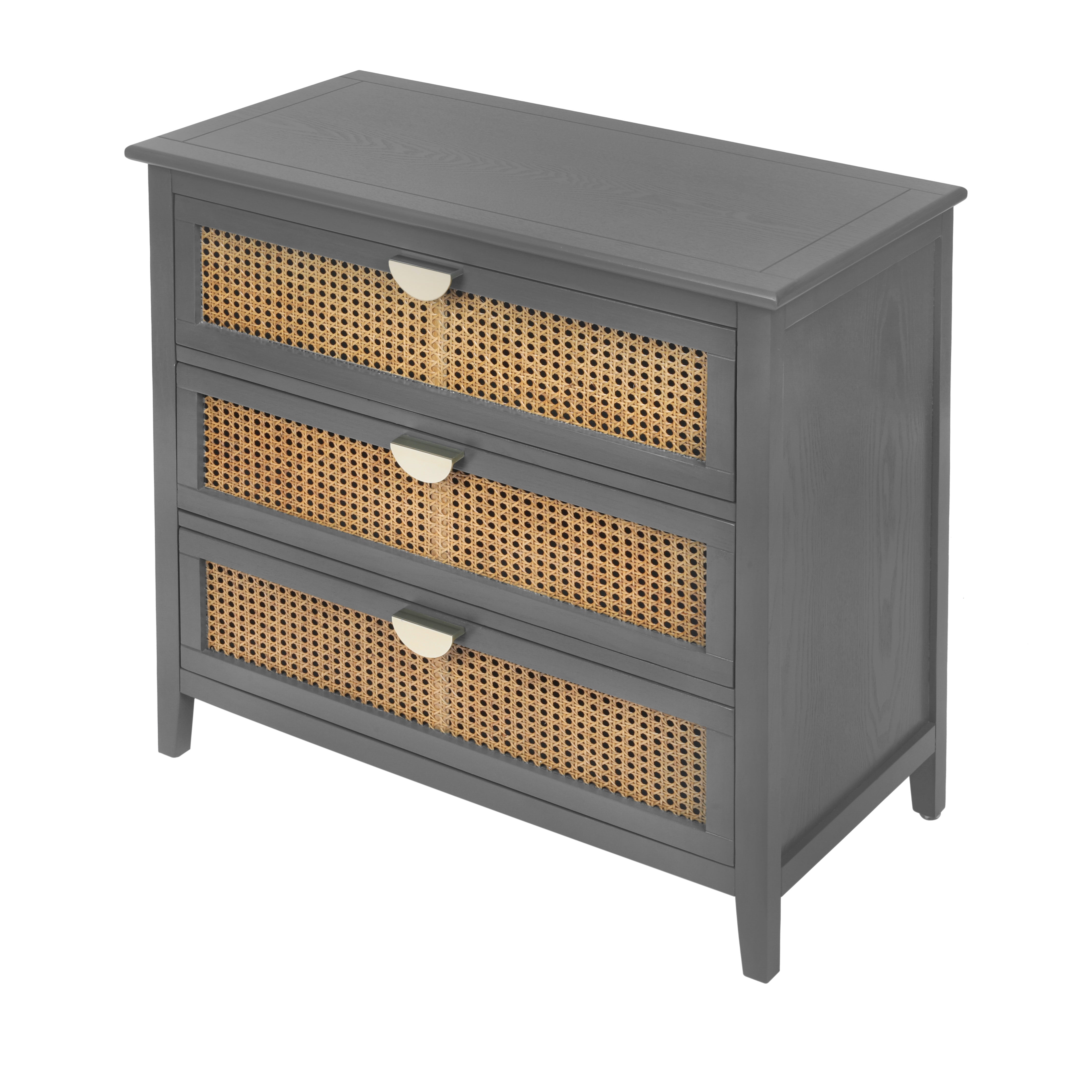 3 Drawer Cabinet with Natural Rattan Drawers