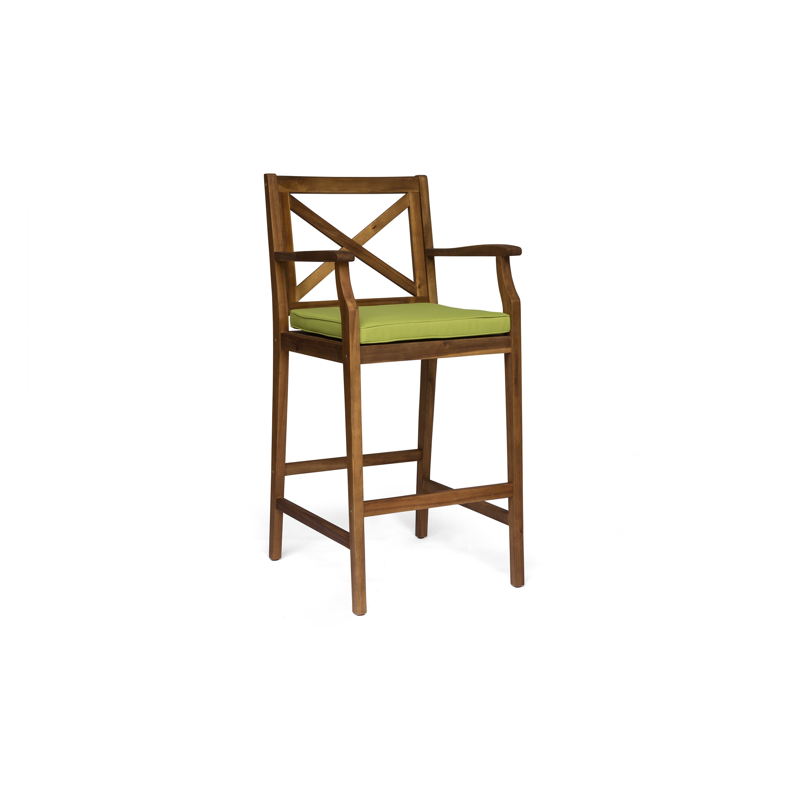 Perla Outdoor Acacia Wood Barstools, Set of 2