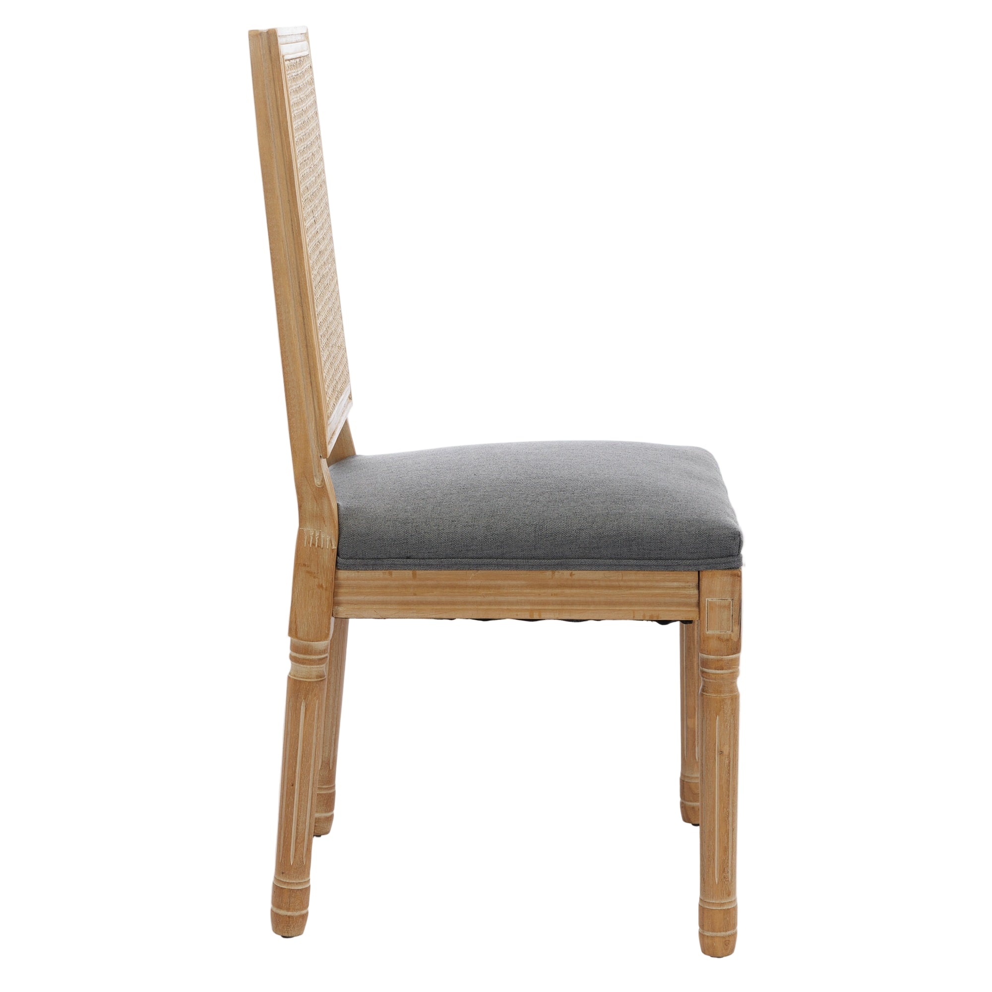 Louis French Country Dining Chairs with Square Rattan Backrest, Set of 2