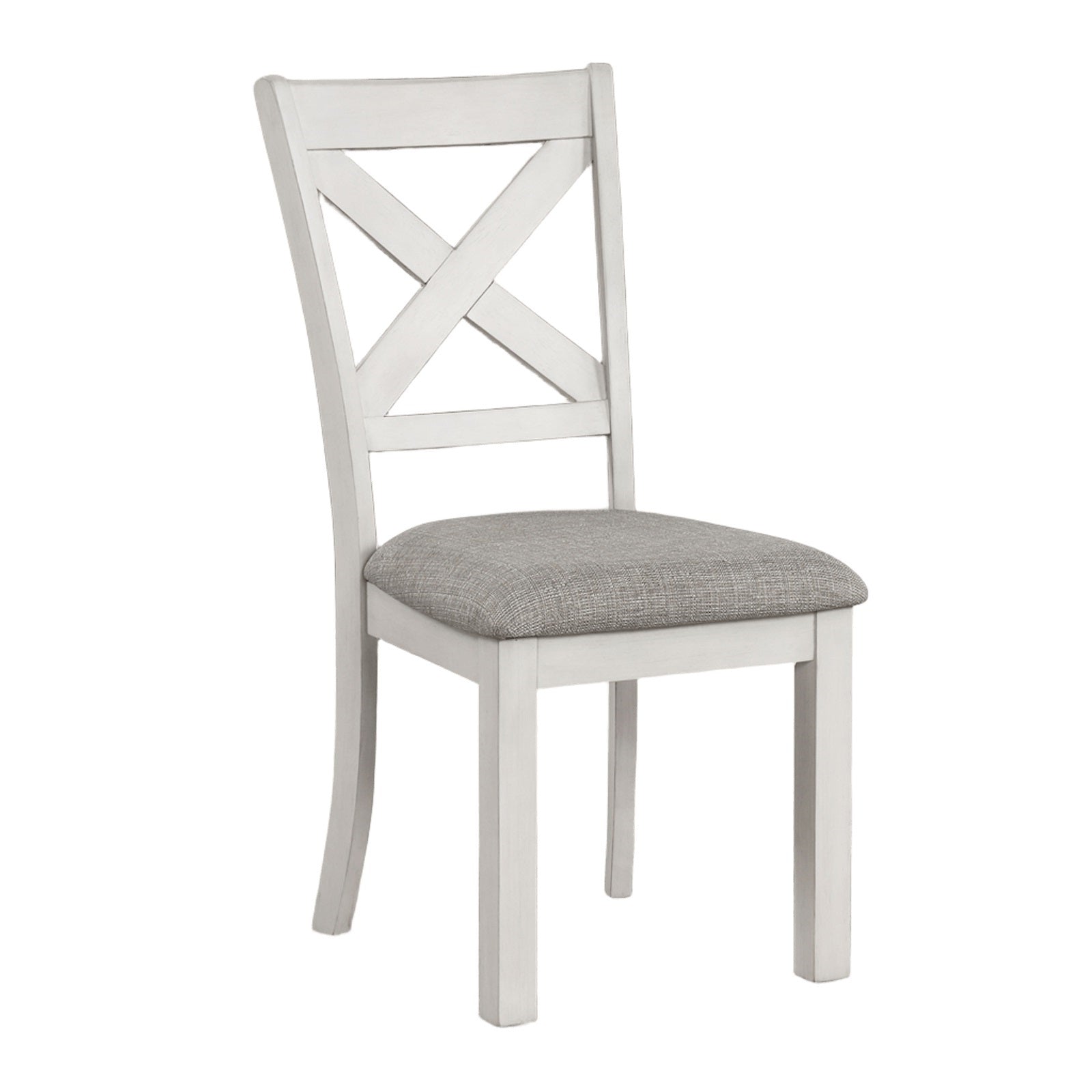 Modern Simple Rustic White Oak 2pc Side Chairs Dining Room Furniture Cross Back Cushion Seat Chair