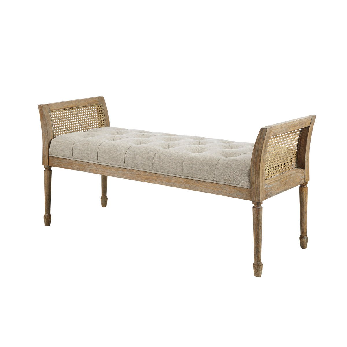 Accent Bench with Cane Frame and Tufting Detailing - Benches