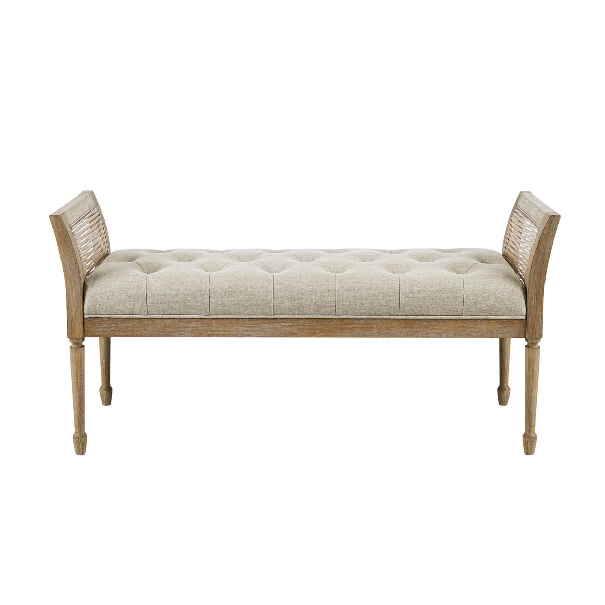 Accent Bench with Cane Frame and Tufting Detailing - Benches