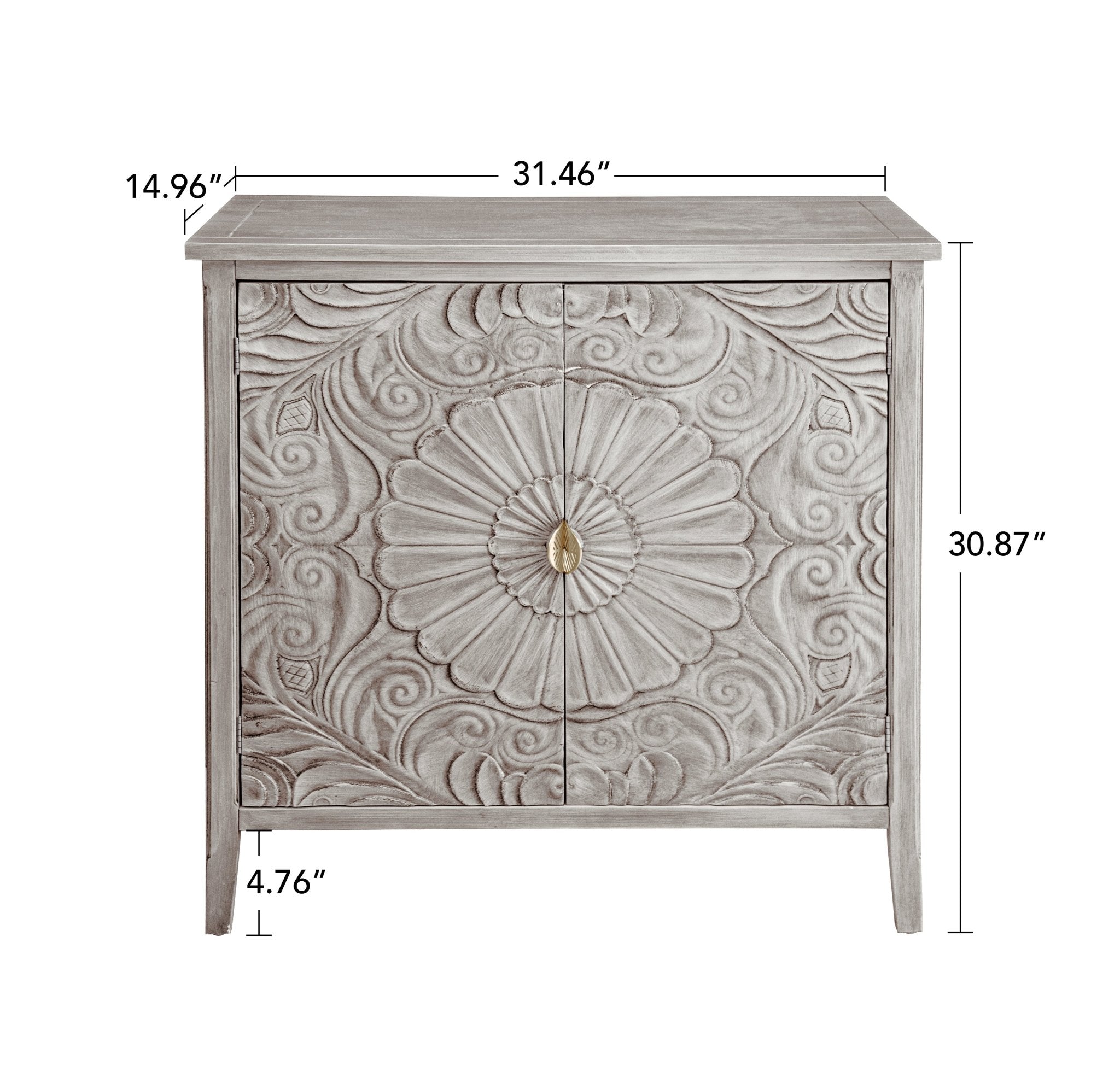Accent Cabinet with 2 Doors and Gold Pattern Handle - Cabinets