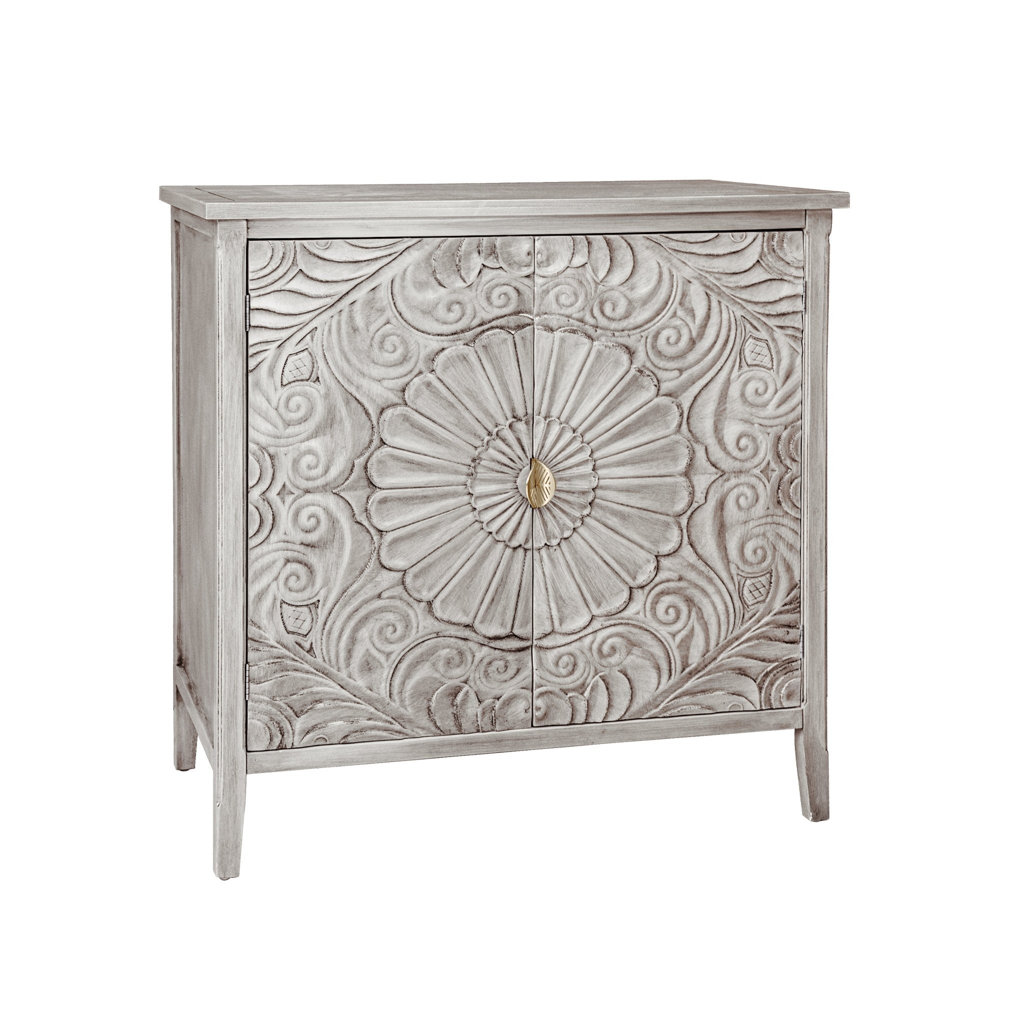 Accent Cabinet with 2 Doors and Gold Pattern Handle - Cabinets