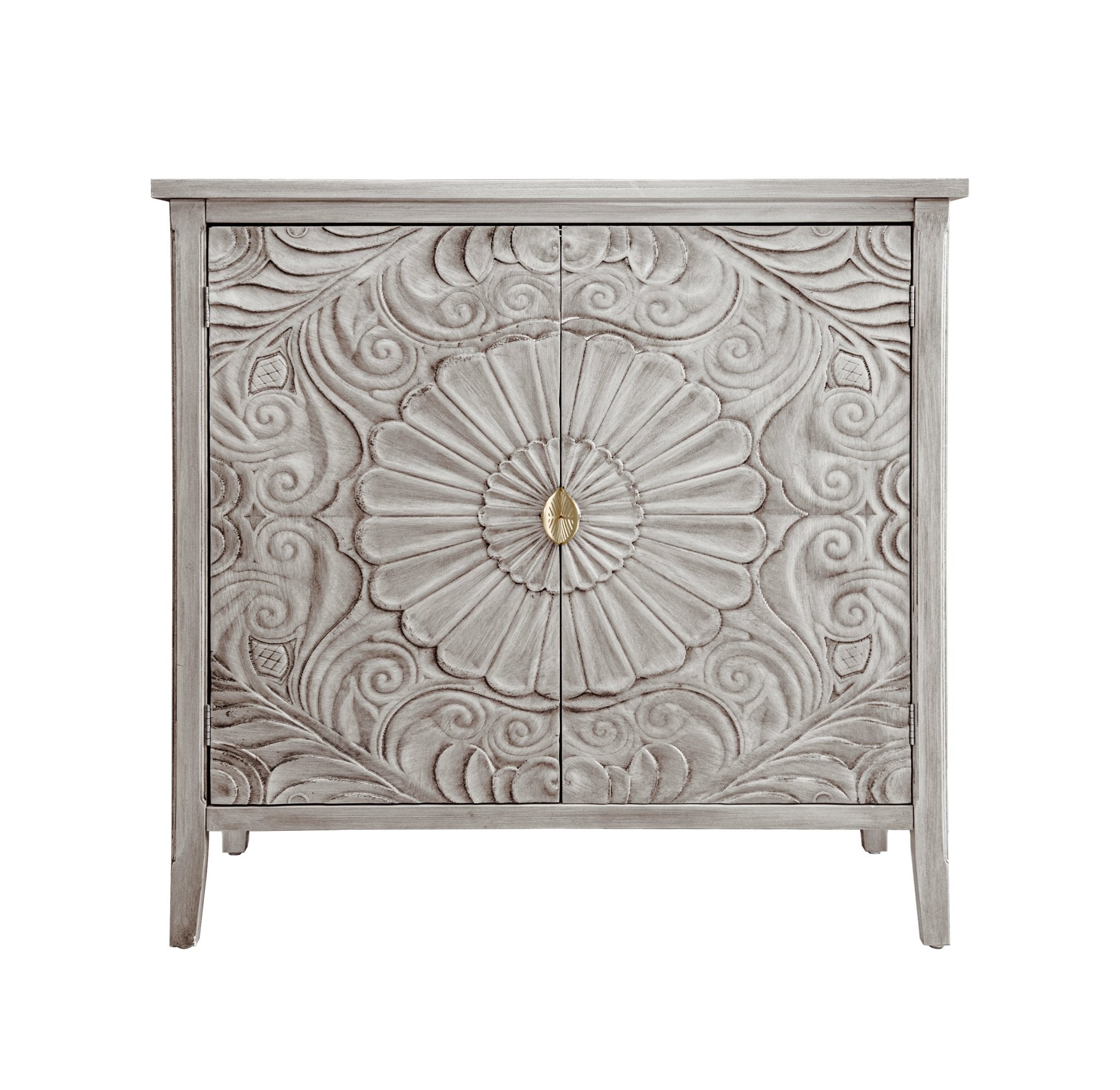 Accent Cabinet with 2 Doors and Gold Pattern Handle - Cabinets