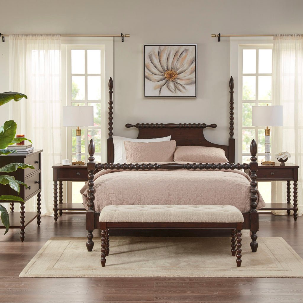 Accent Chest with Double Drawer, Lower Shelf and Turned Legs - Cabinets