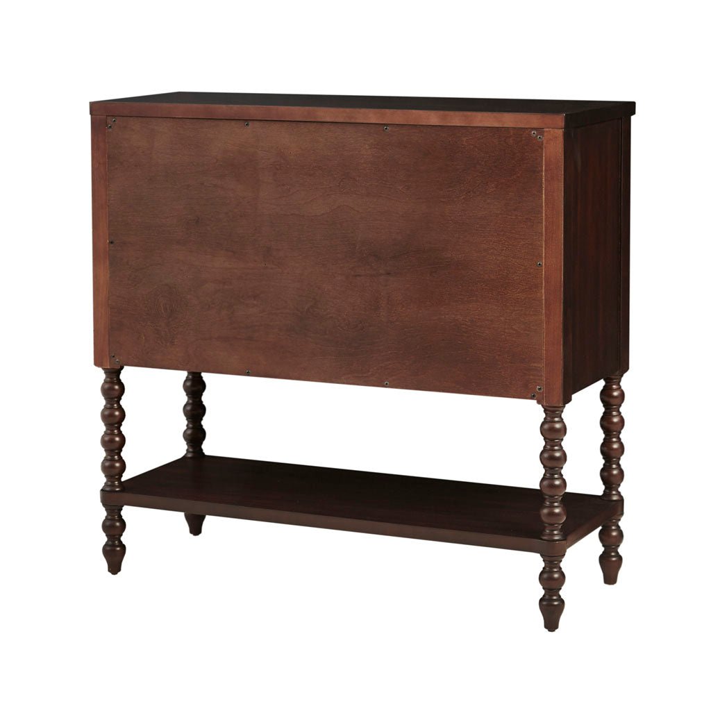Accent Chest with Double Drawer, Lower Shelf and Turned Legs - Cabinets
