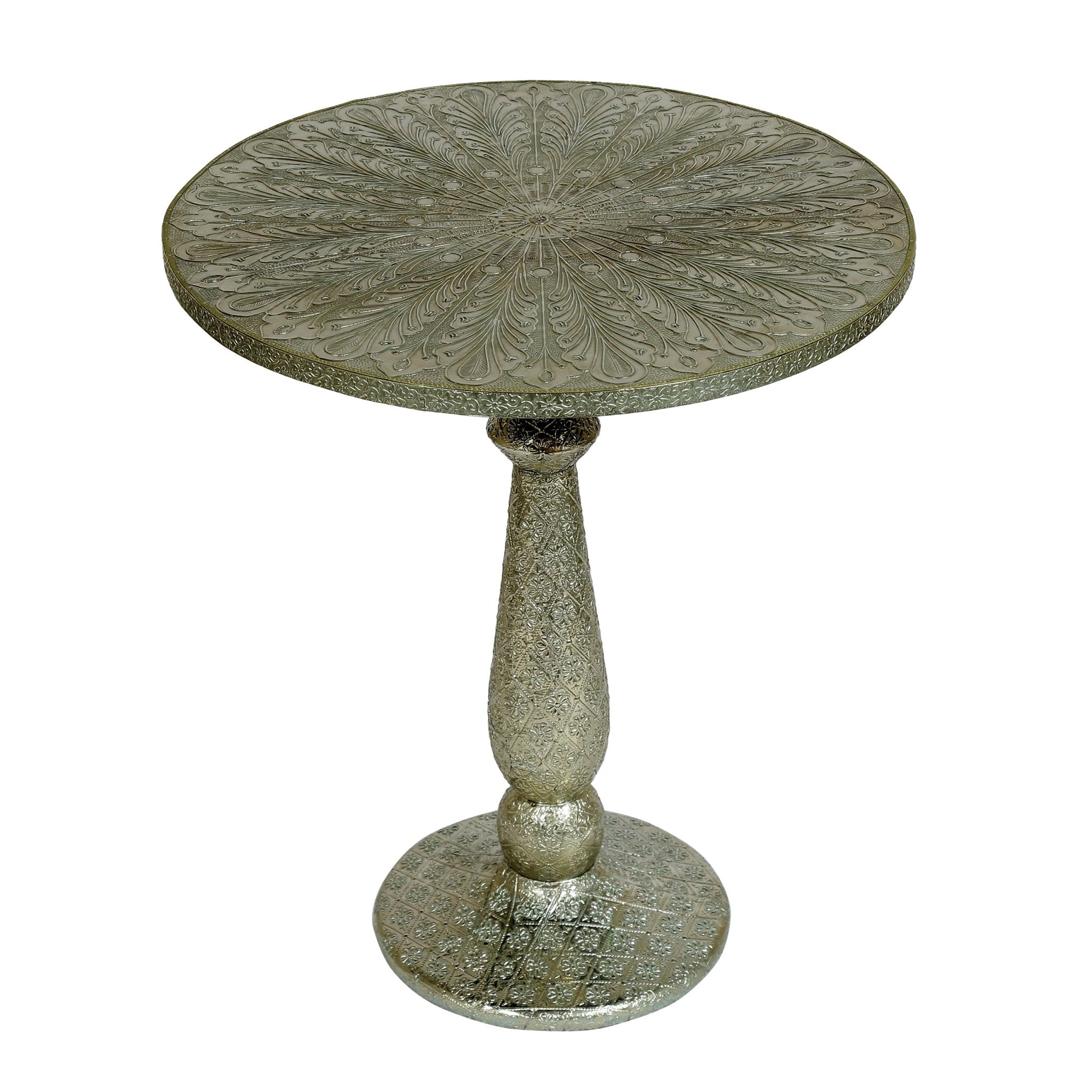 Accent Table with Iron Frame and Turned Base - Side Tables