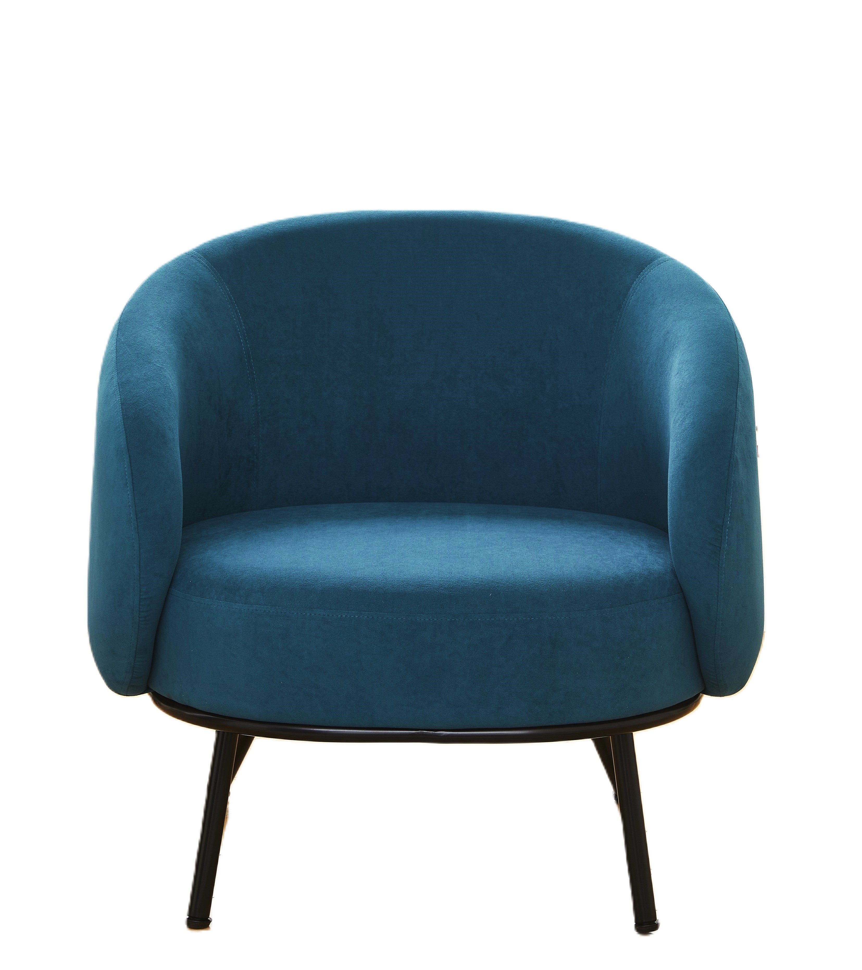Mid-Century Modern Velvet Barrel Armchair with Metal Legs
