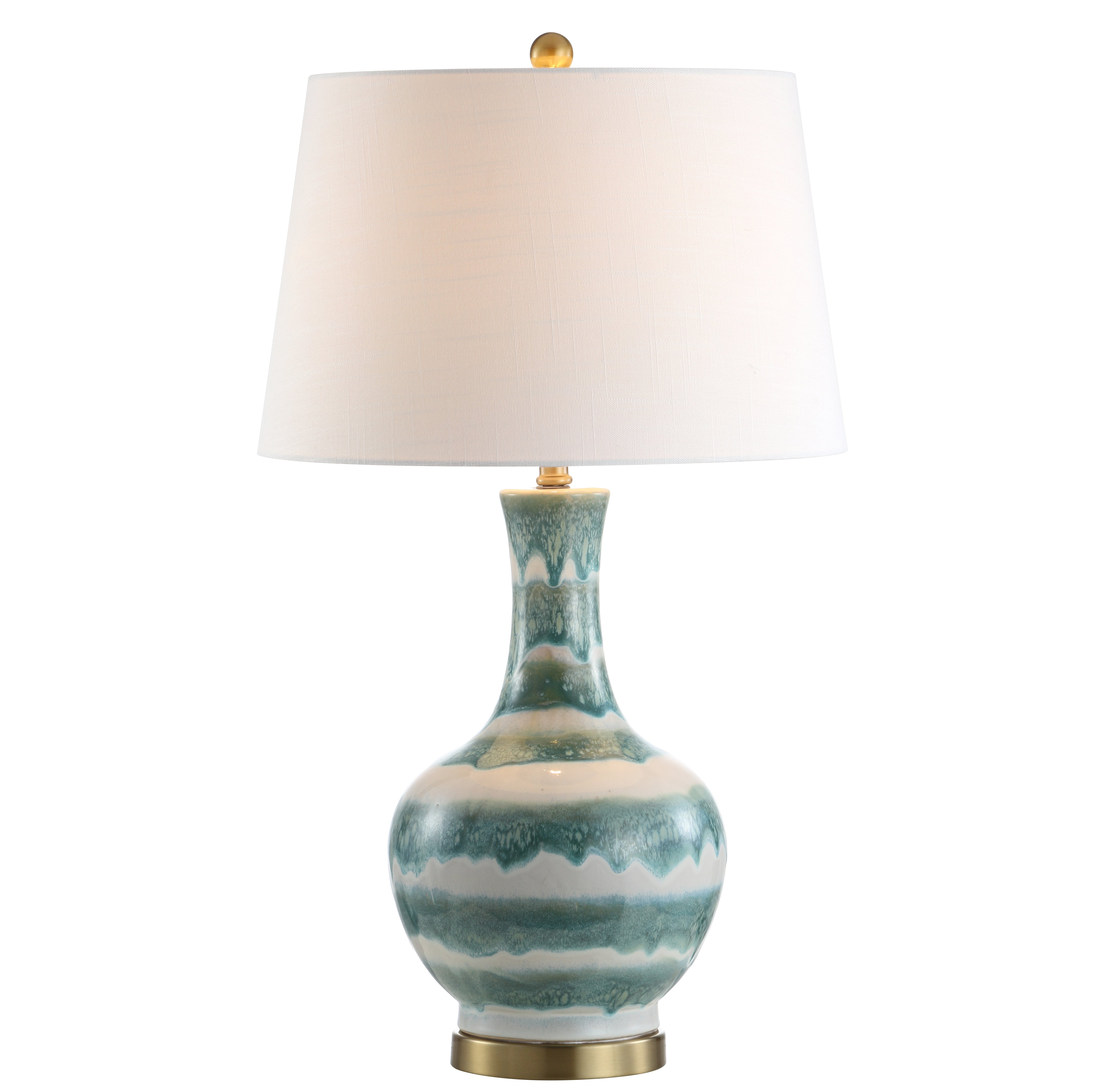 Tucker Striped Ceramic/Metal LED Table Lamp