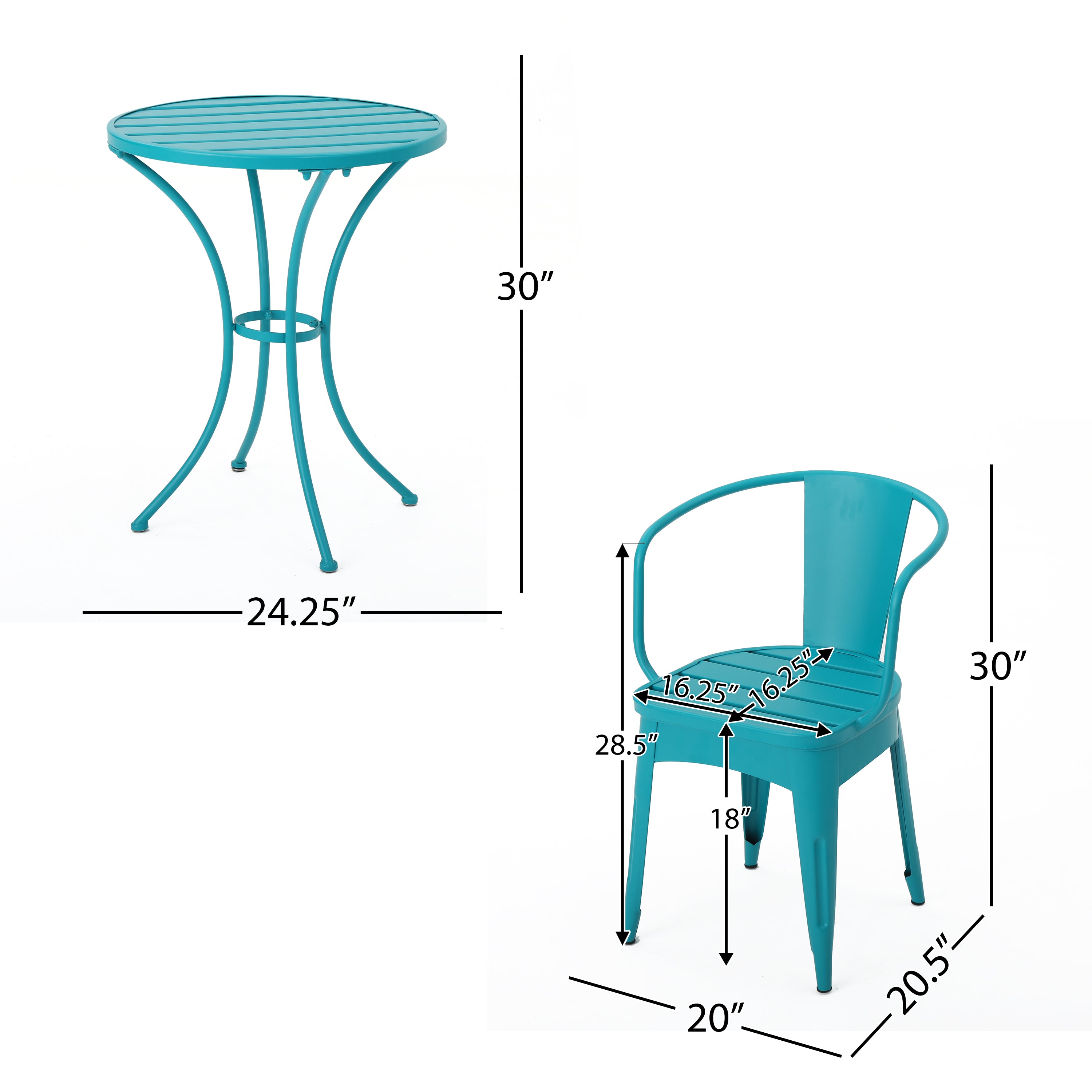 Colman 3-Piece Iron Bistro Set with Table and 2 Chairs