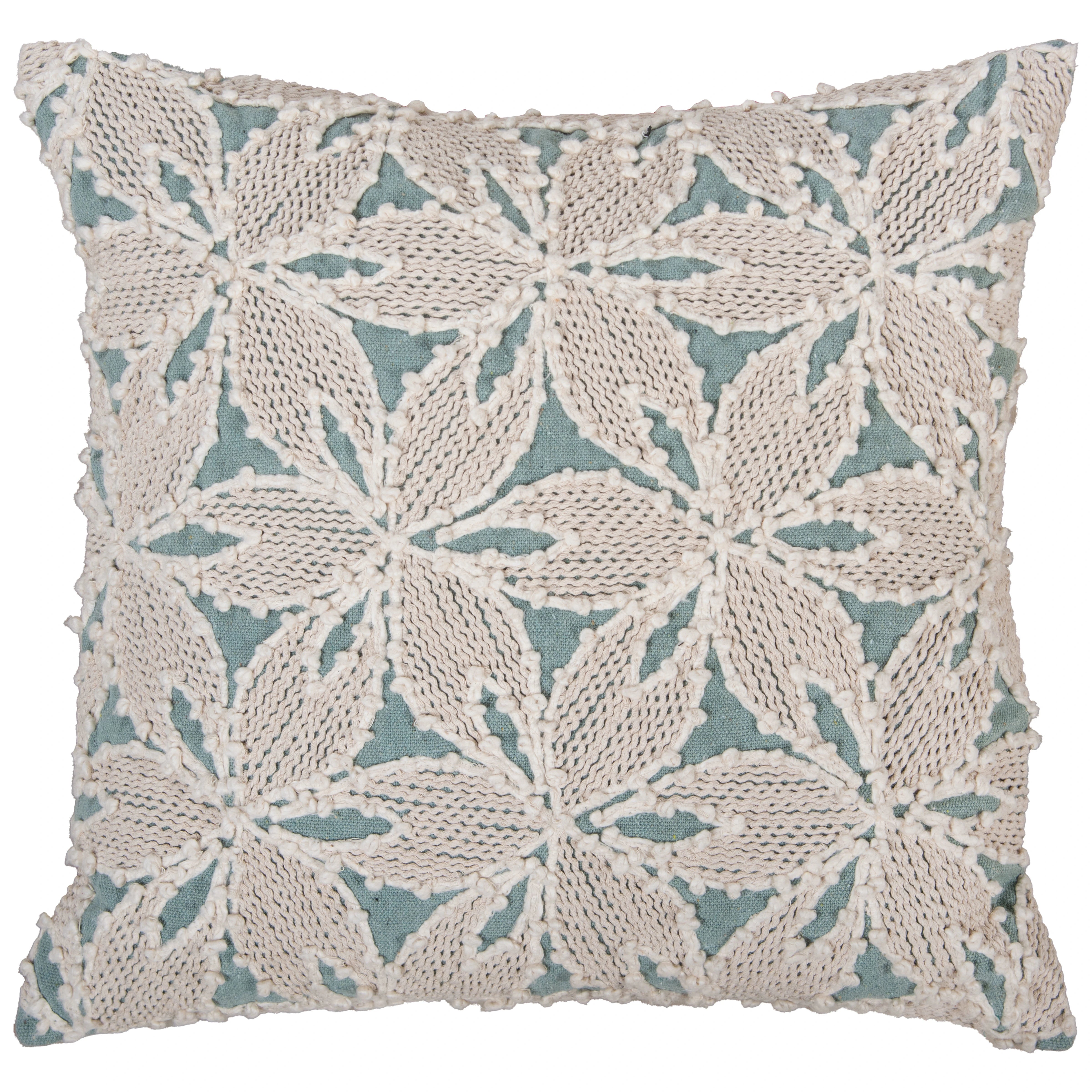Embroidered Botanical Cotton Decorative Throw Pillow