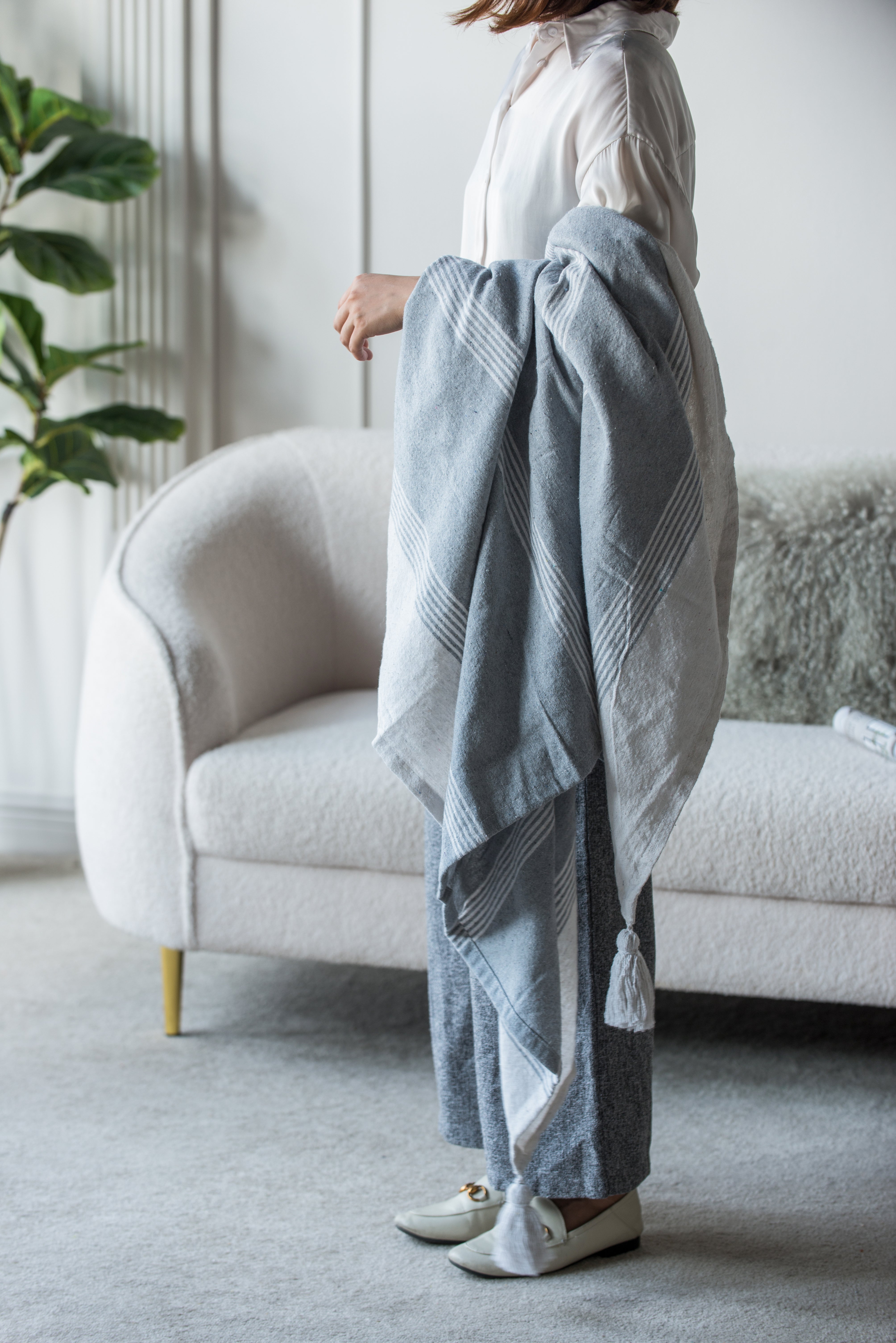 50x60' Conrad Grey Throw Blanket, 2 Pack
