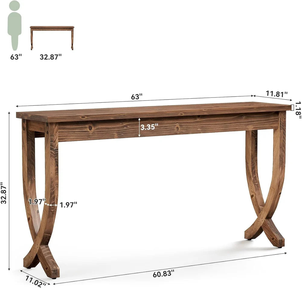 Rustic Entryway Console Table with Decorative Legs
