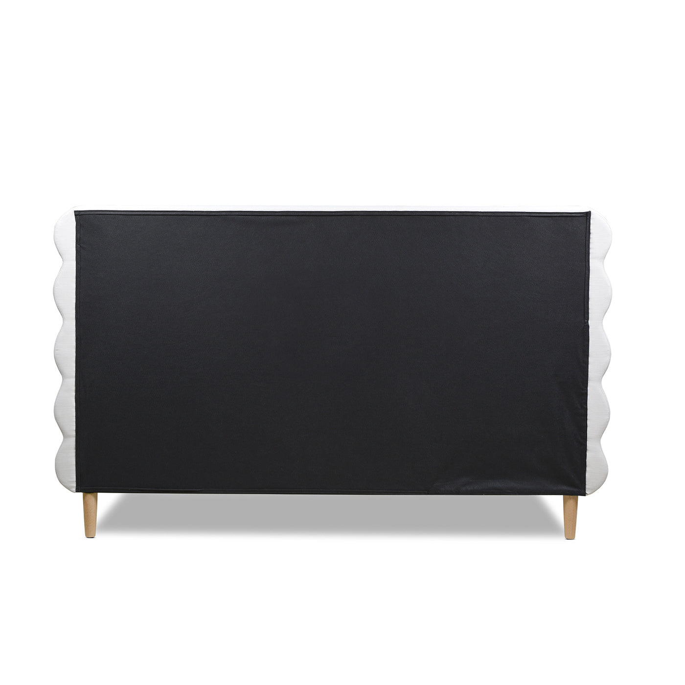 Essencee Upholstered Platform Bed with Wavy Headboard and Wood Legs
