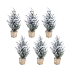 Flocked-Holiday-Pine-Tree-with-Plastic-Pot-(set-of-6)-White-Faux-Florals