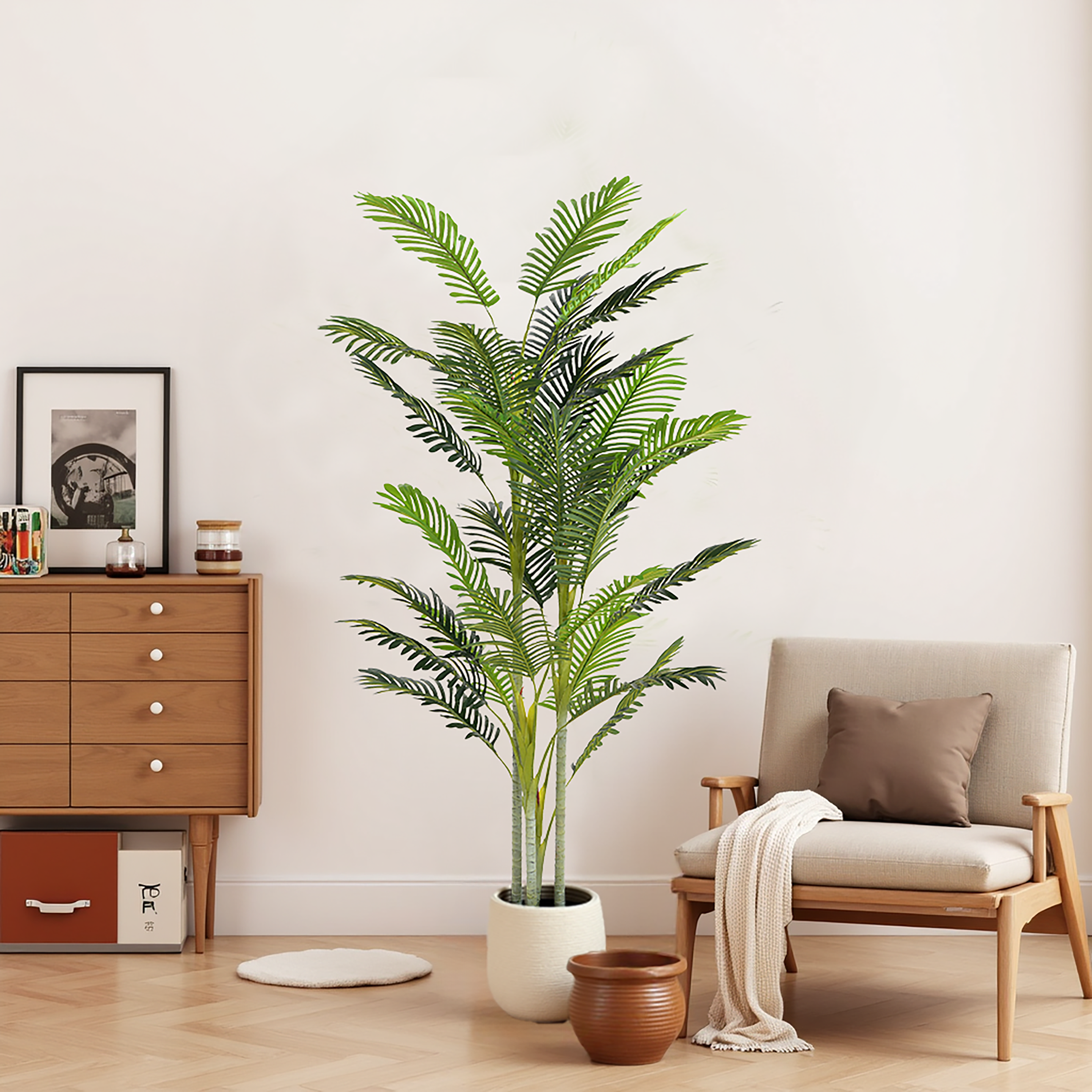 Faux Palm Tree With Pot, Set of 2