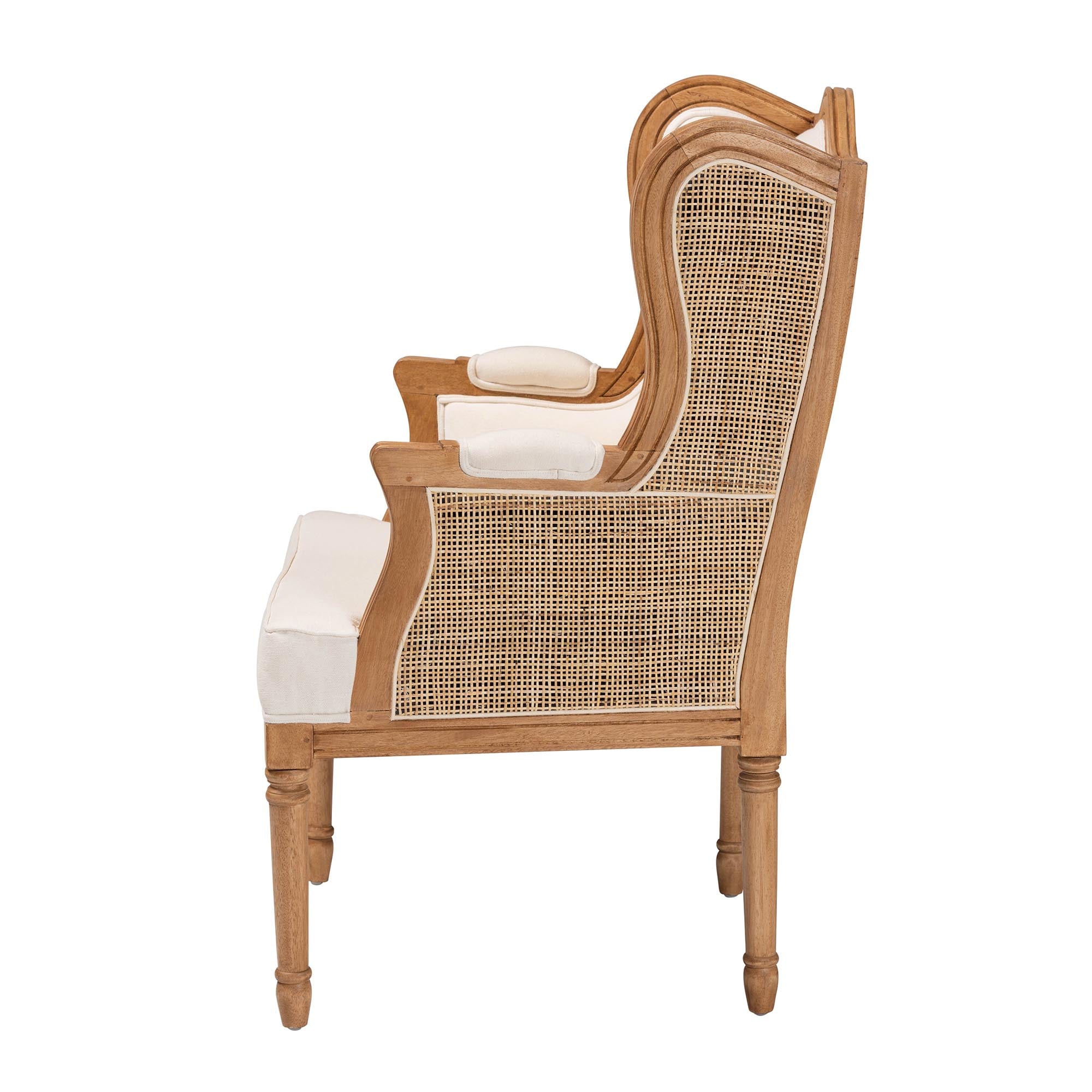 Traditional French Honey Oak Finished Wood Accent Chair
