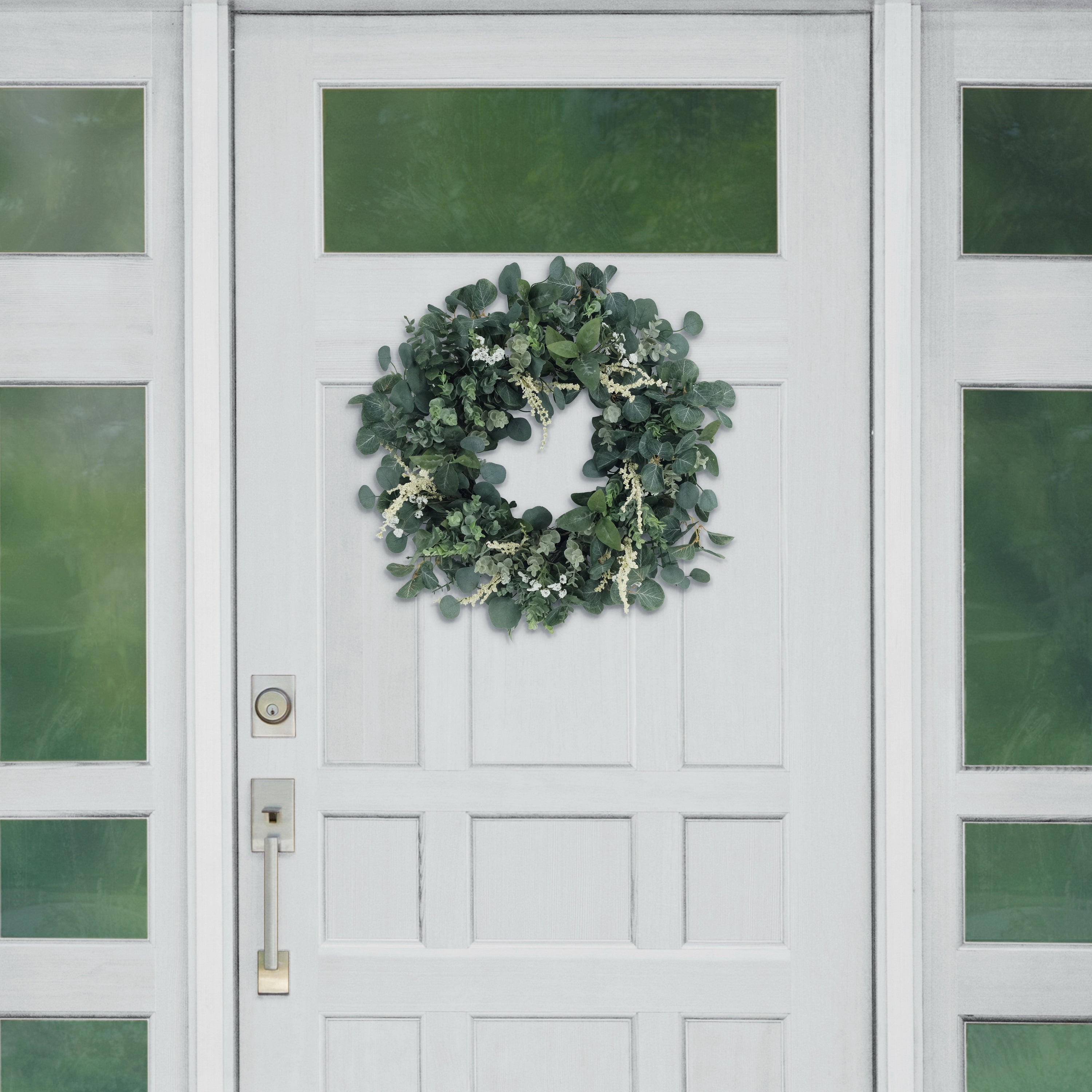24" Artificial Eucalyptus Green Floral Spring Wreath