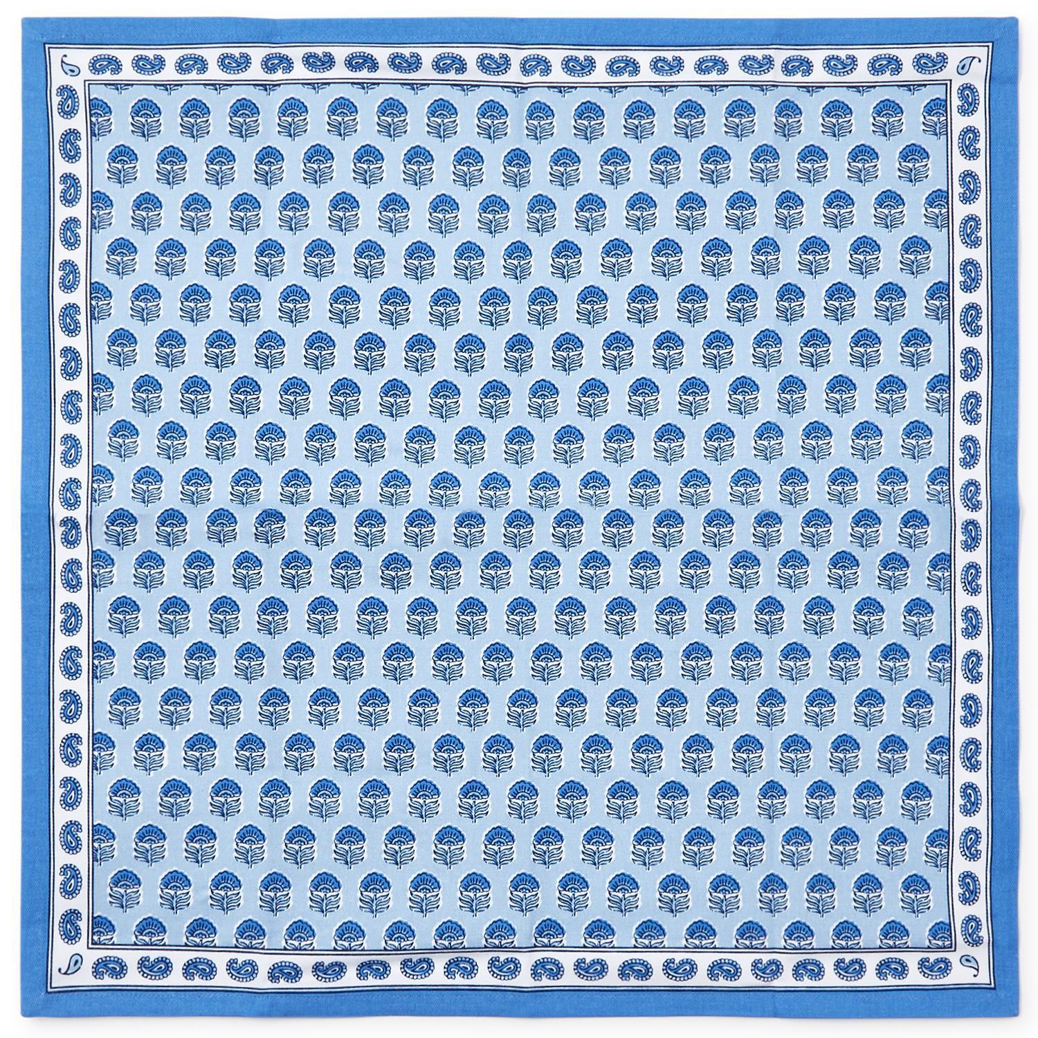 Chinoiserie Blue Block Print Cloth Napkins, Set of 4
