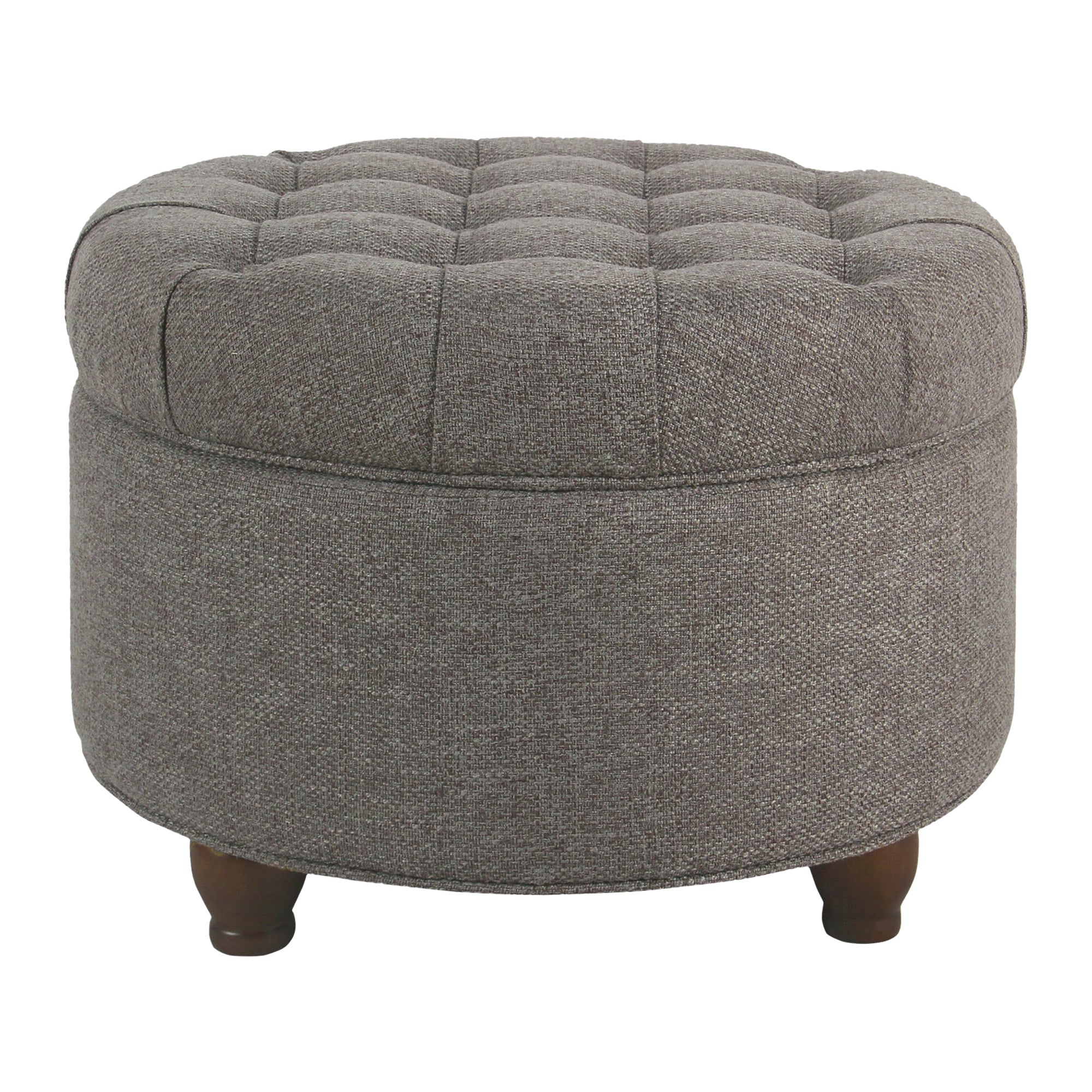 Fabric Upholstered Wooden Ottoman with Tufted Lift Off Lid Storage
