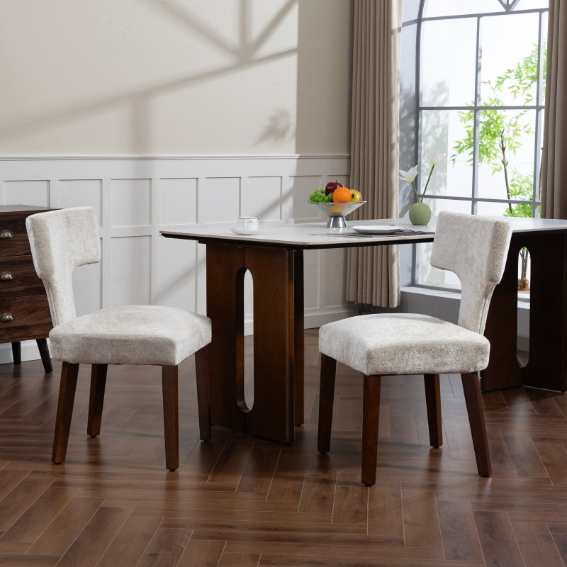 Upholstered T-Back Dining Chairs, Set of 2