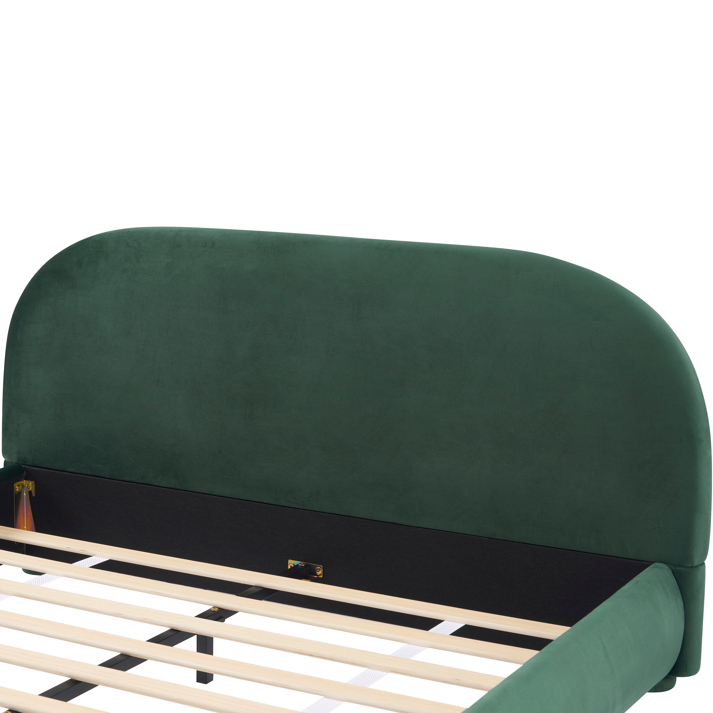 Modern Bed Frame with Upholstered Curved Headboard