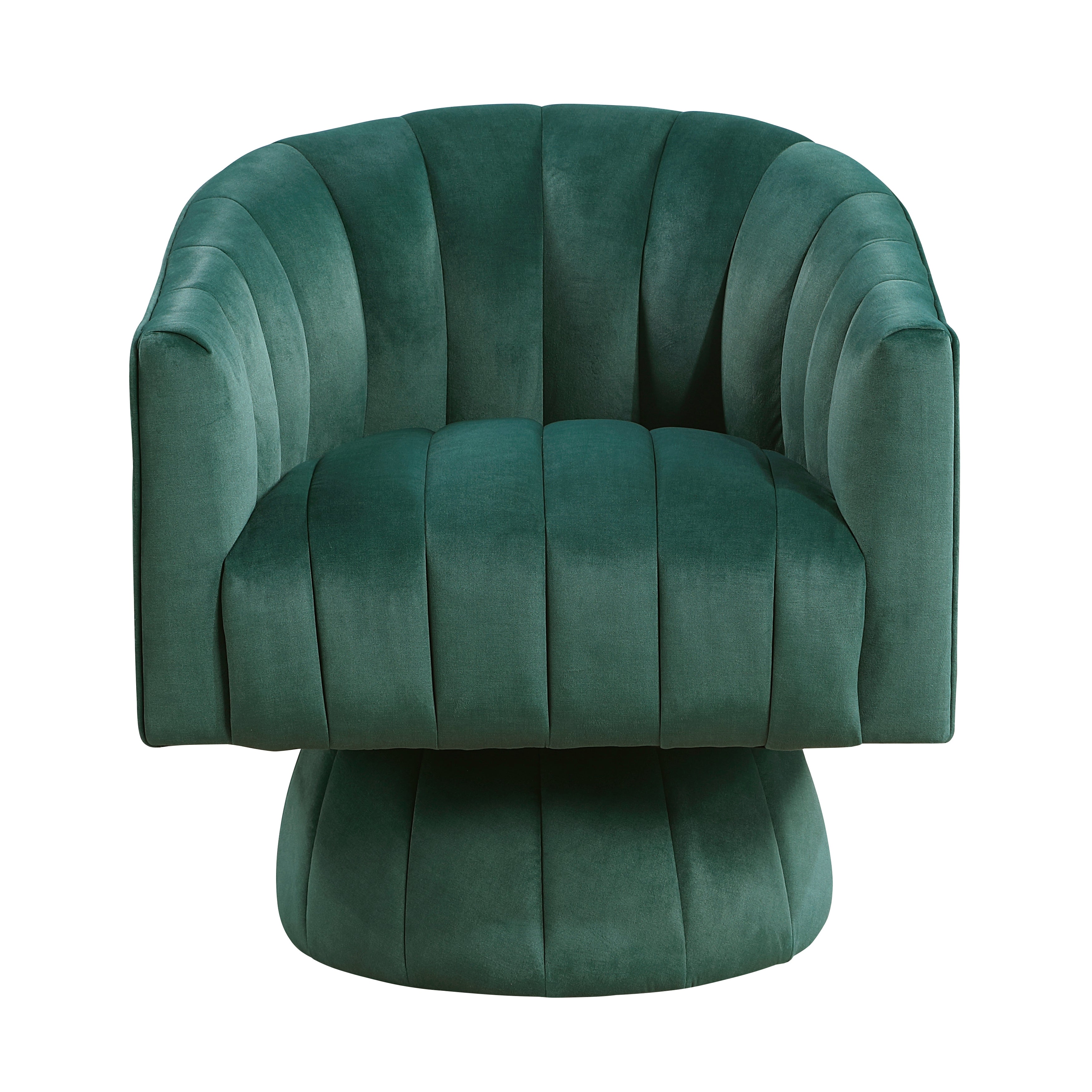 Modern Velvet Accent Swivel Chair, Barrel Back