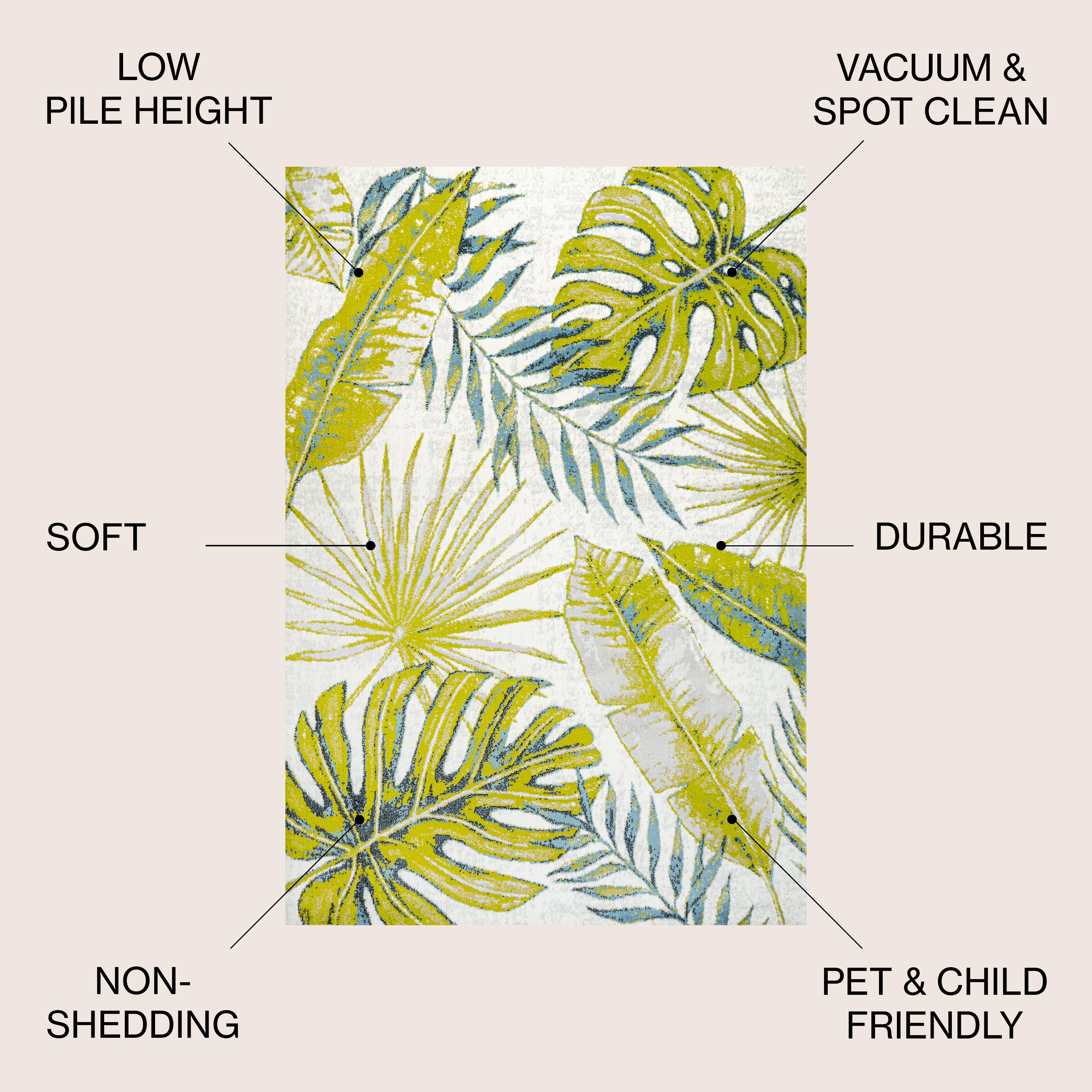 Monstera Tropical Leaves Area Rug