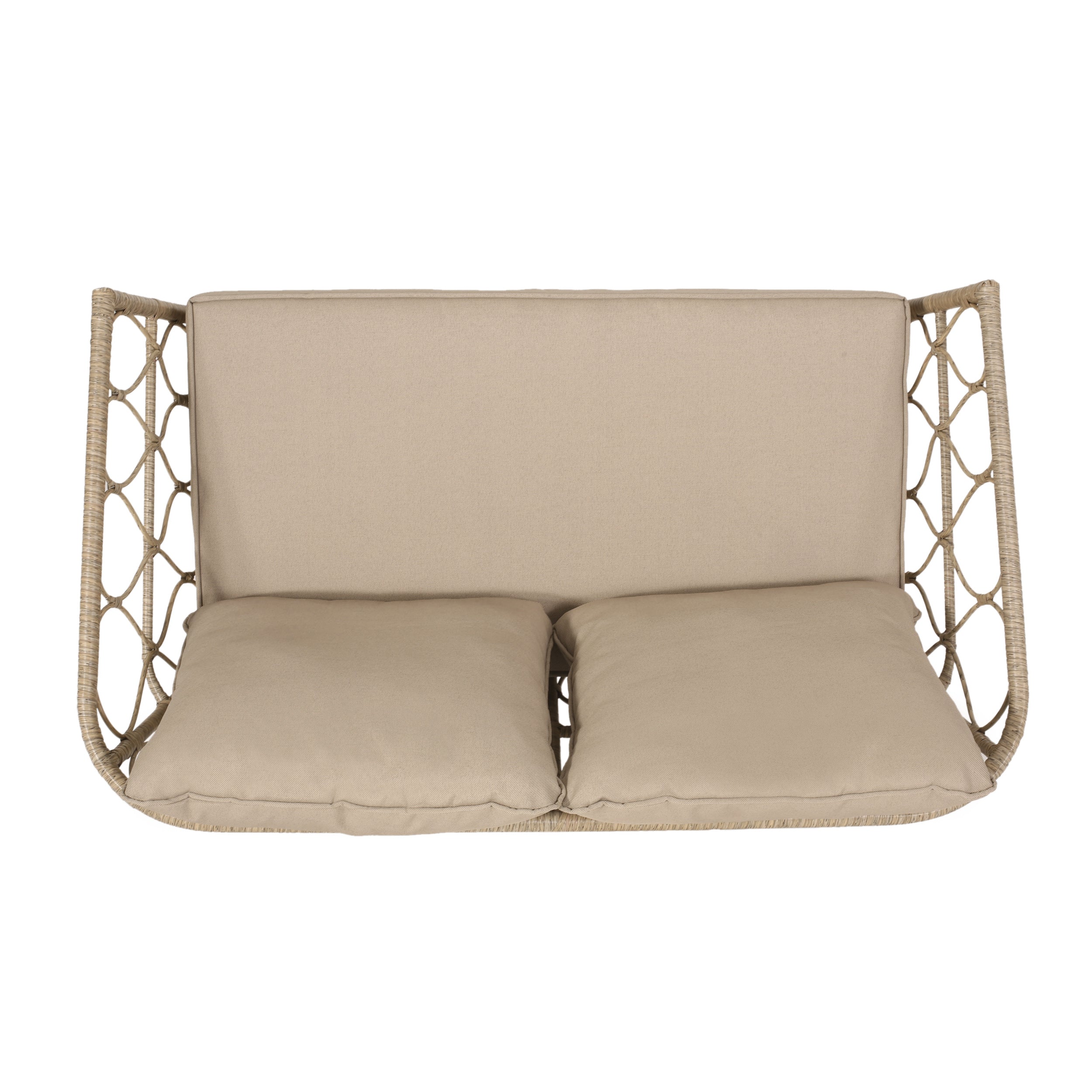 Zircon Outdoor Loveseat with Woven Wicker Weave Design and Back Cushion