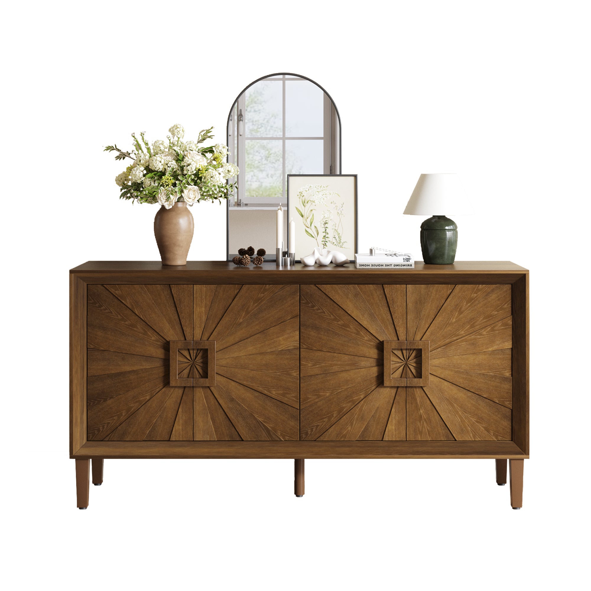 Sunburst Storage Cabinet with Adjustable Shelves