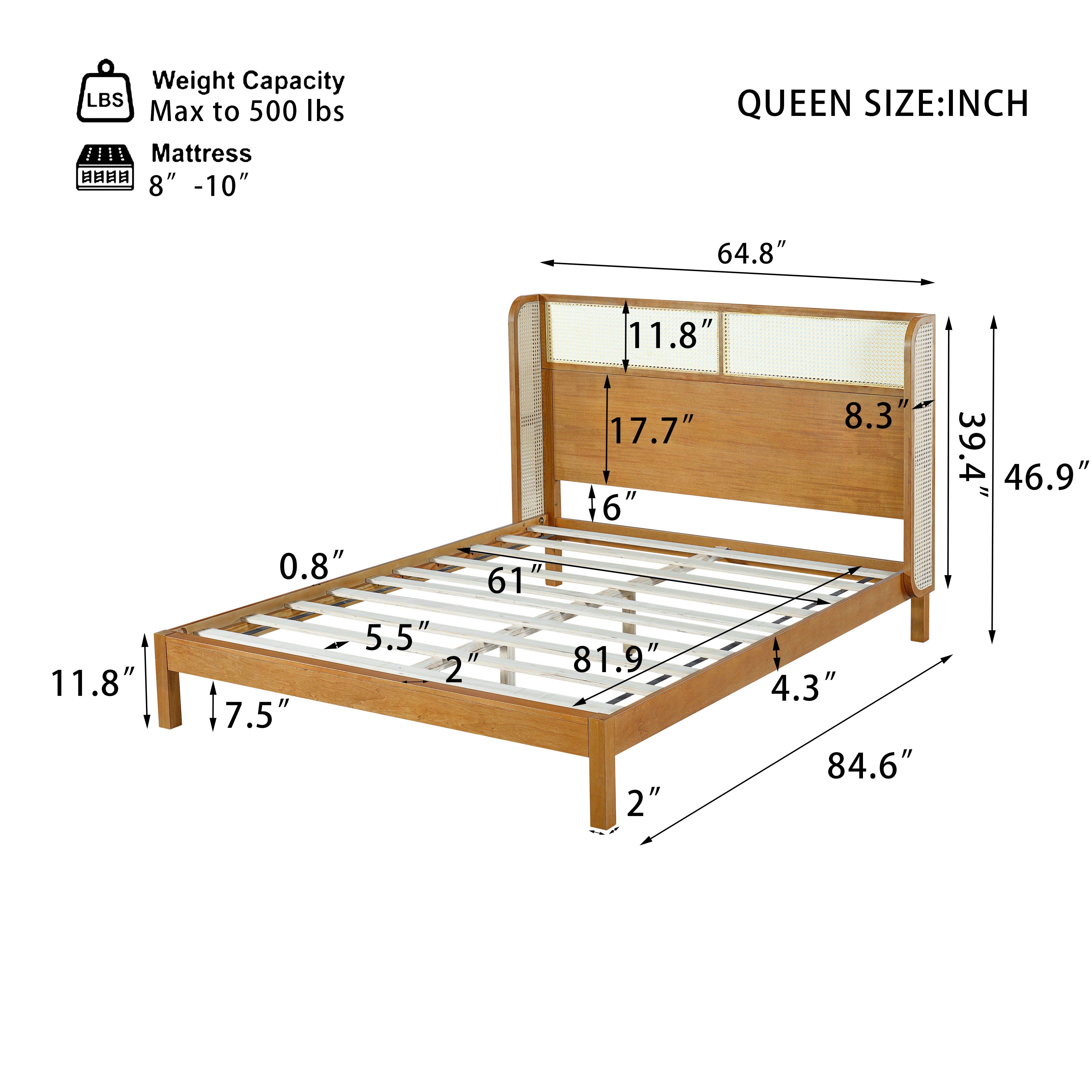 Premium Rubber Wood Platform Bed Frame