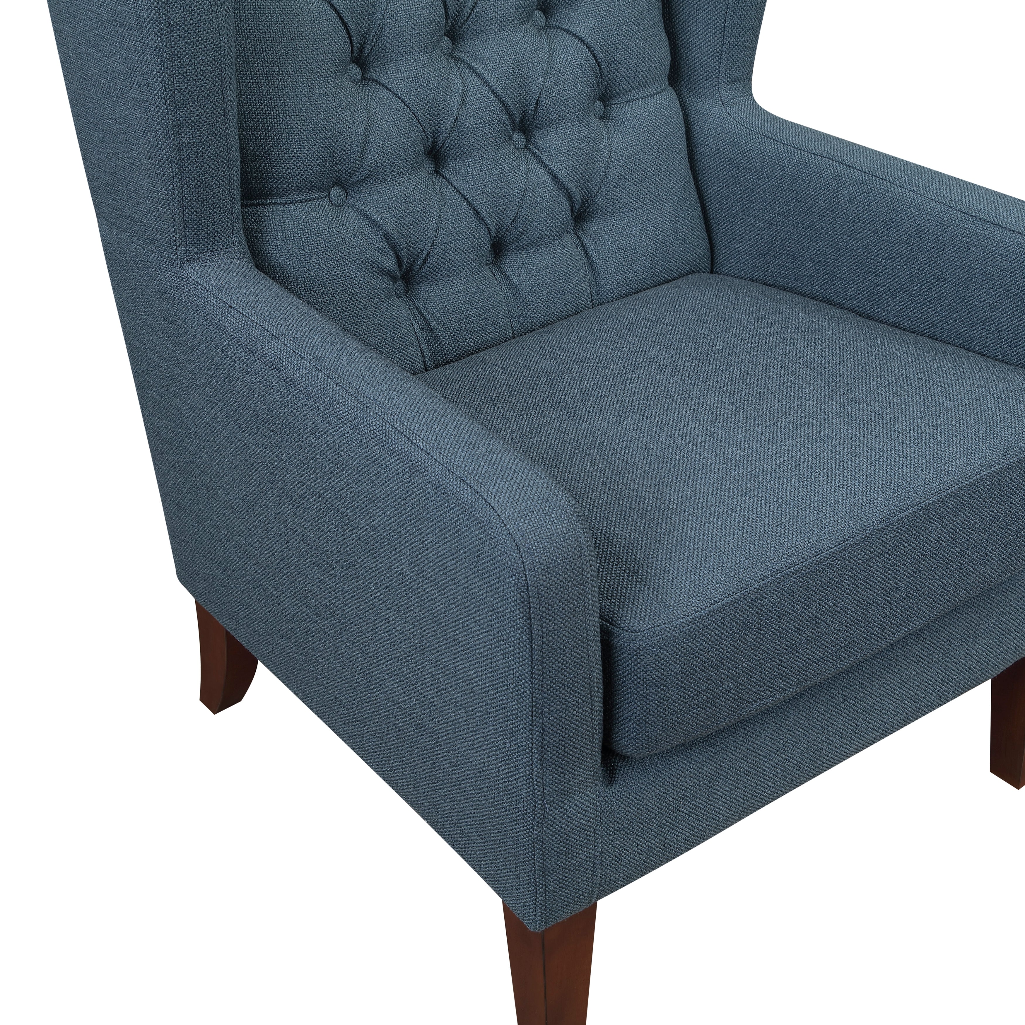 Button-Tufted Wingback Accent Chair with Solid Wood Legs