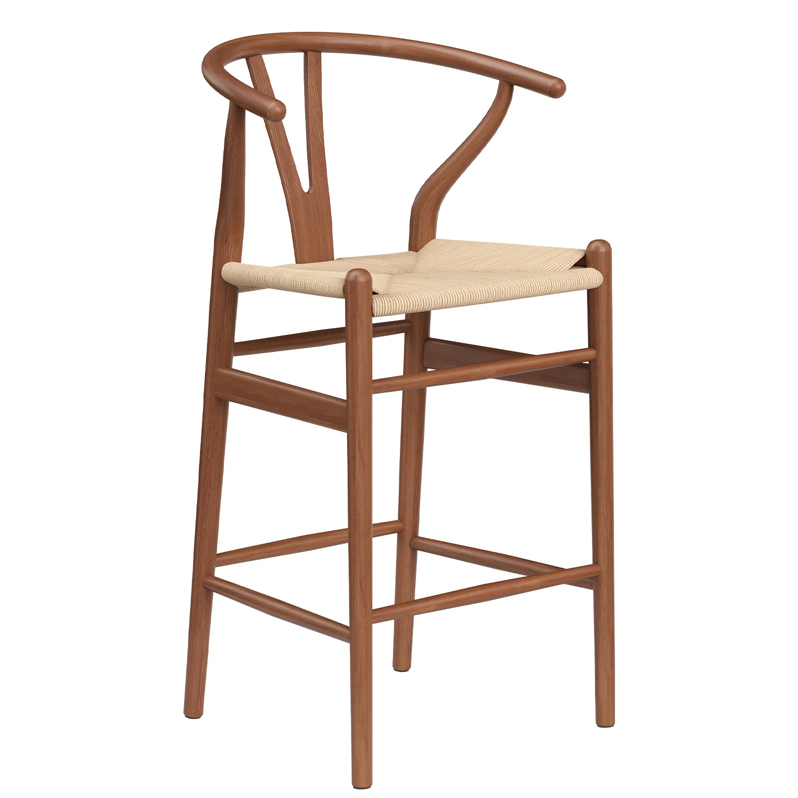 Wishbone Counter Height Barstool with Woven Seat