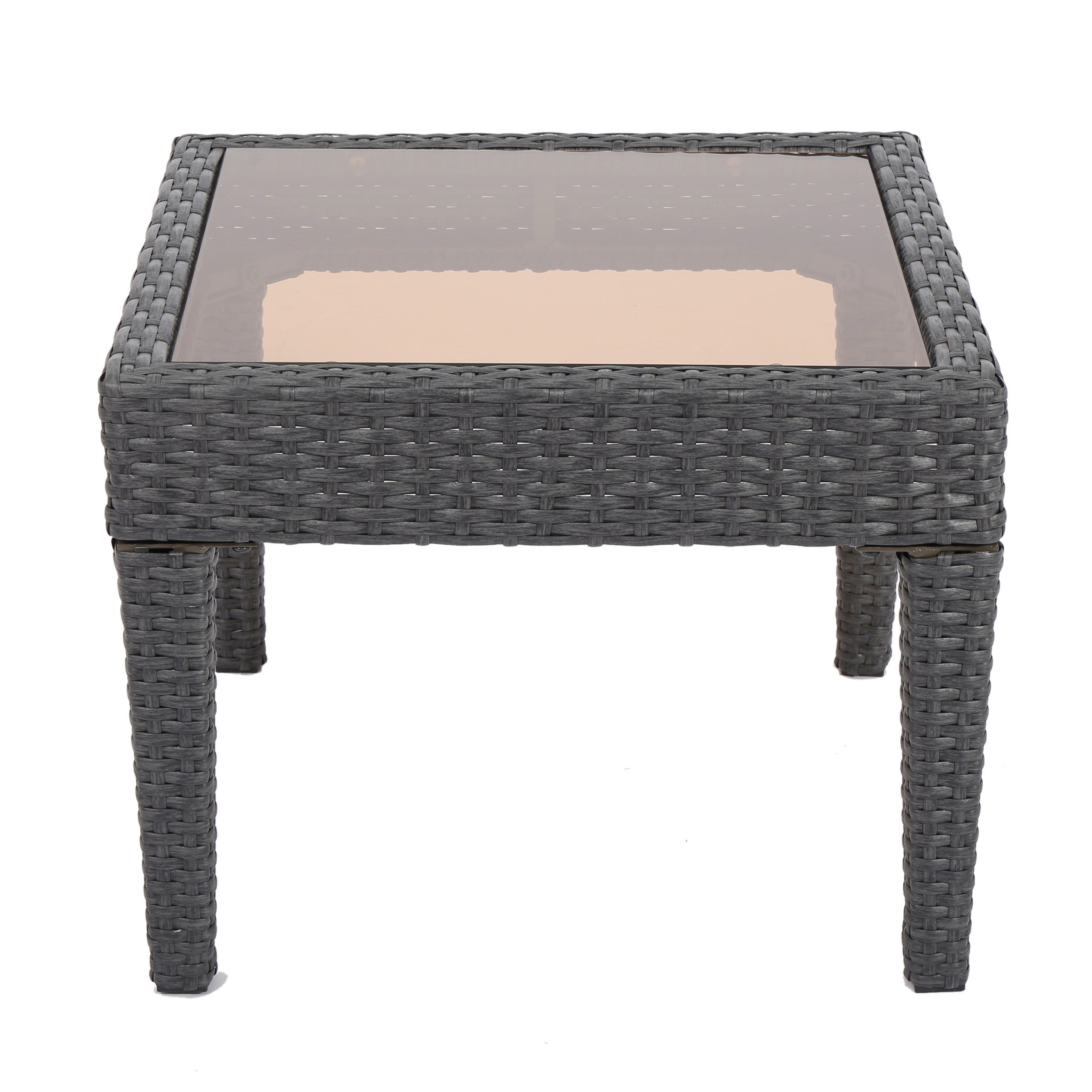 Antibes Outdoor Wicker Side Table with Glass Top