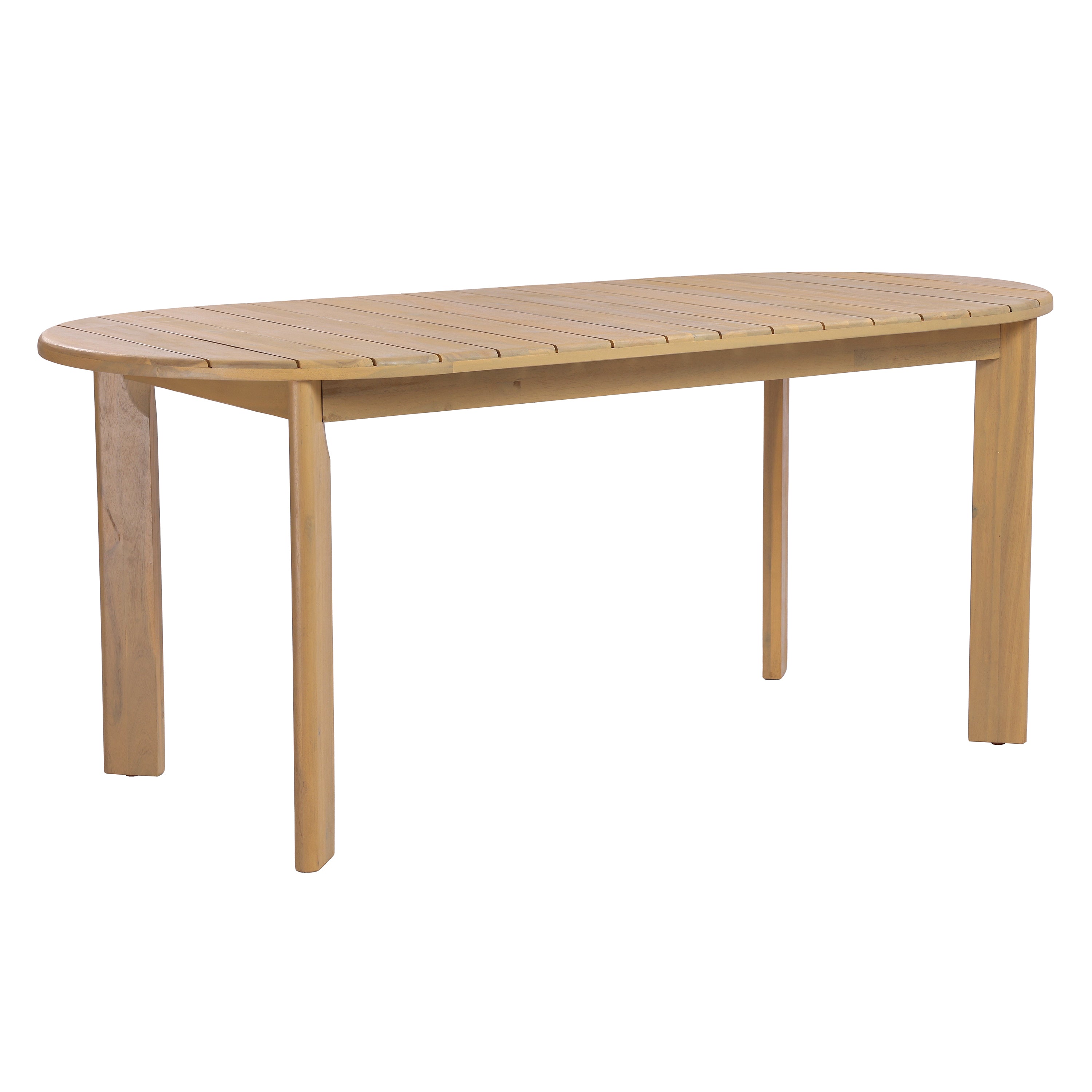 Woodside Oval Outdoor Dining Table with Light Teak Finish