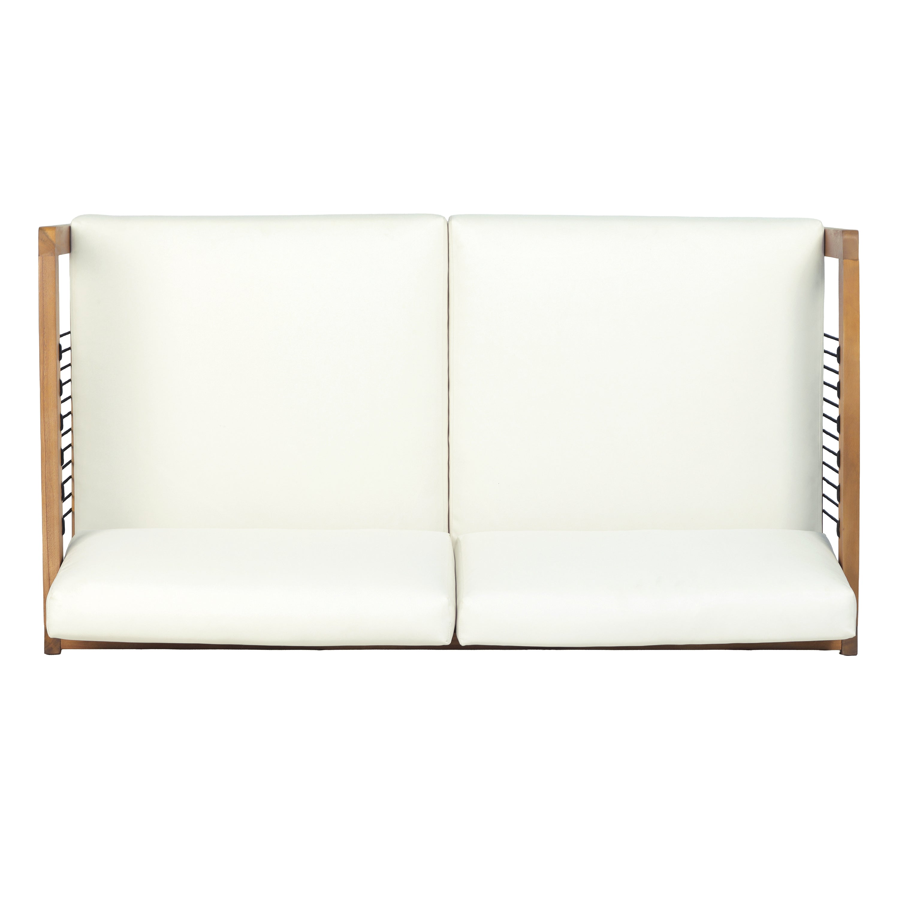Sierra 2-Piece Acacia Wood Outdoor Loveseat with Coffee Table with Handwoven Rope & Cushions